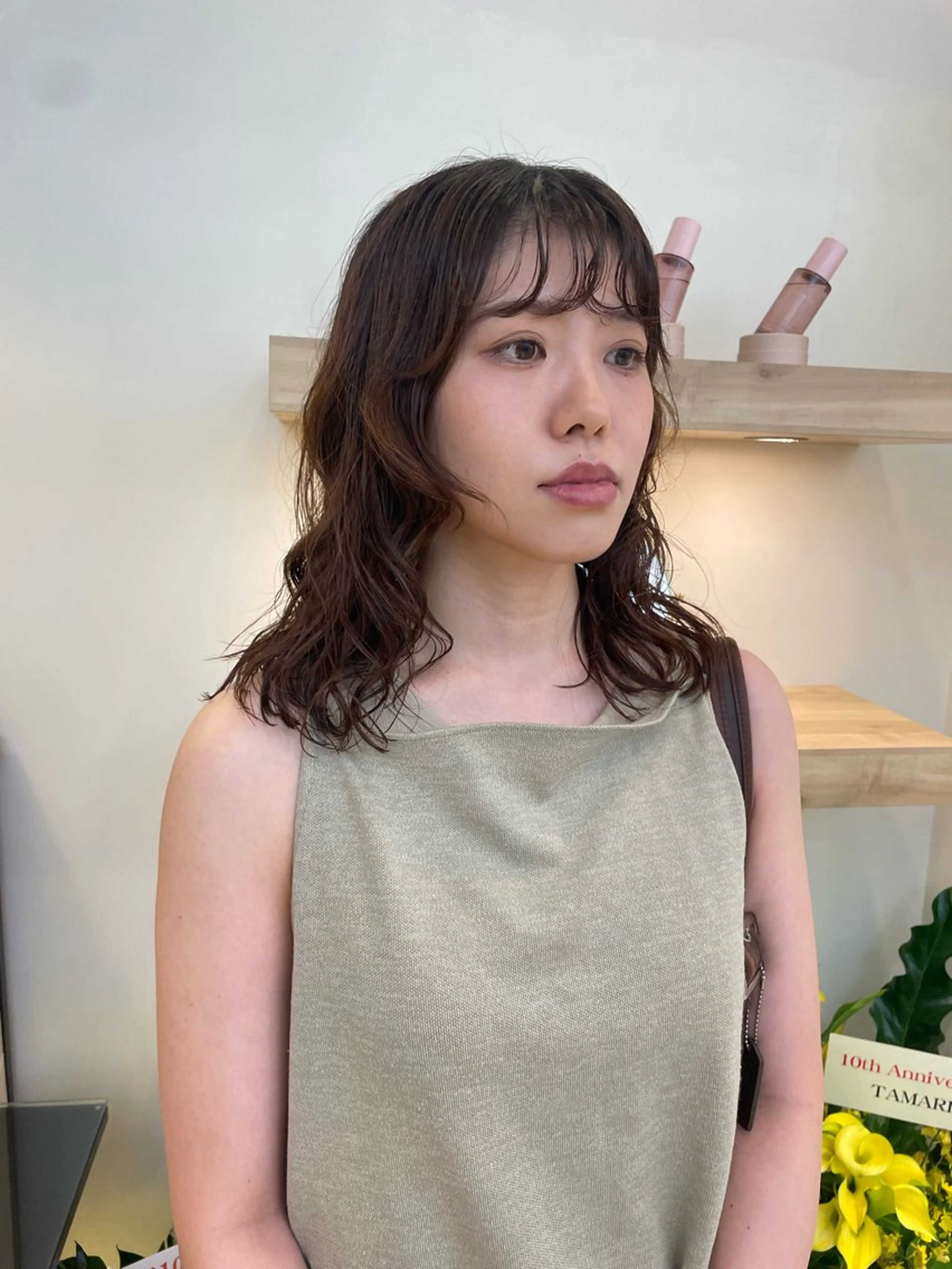 ミディアム ミディアムパーマ レイヤーカット apish パーマ/夏琳🌻のヘアスタイル