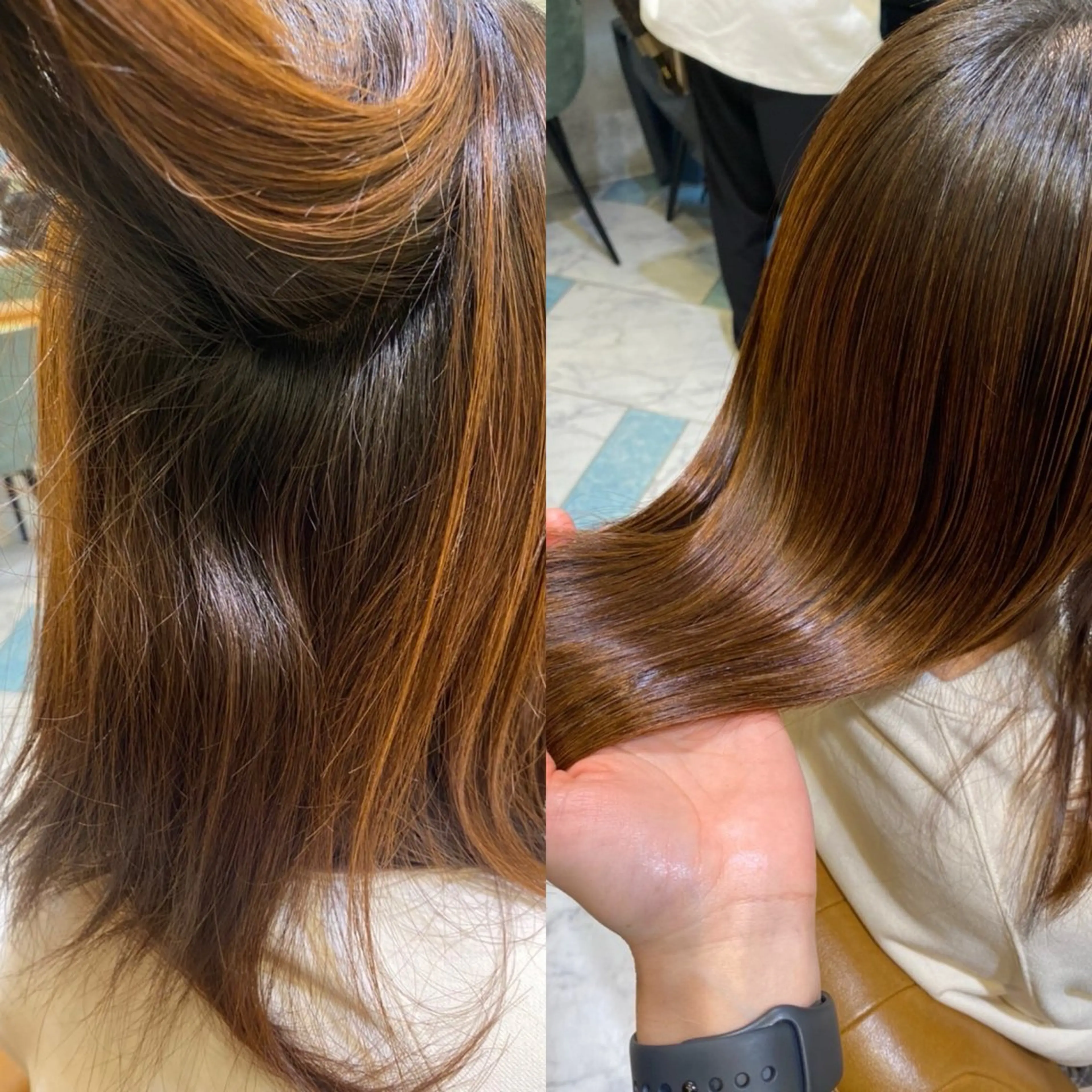 ミディアム 髪質改善 縮毛矯正 カット 縮毛矯正 トリートメント taiga レイヤー /髪質改善/矯正🌈のヘアスタイル