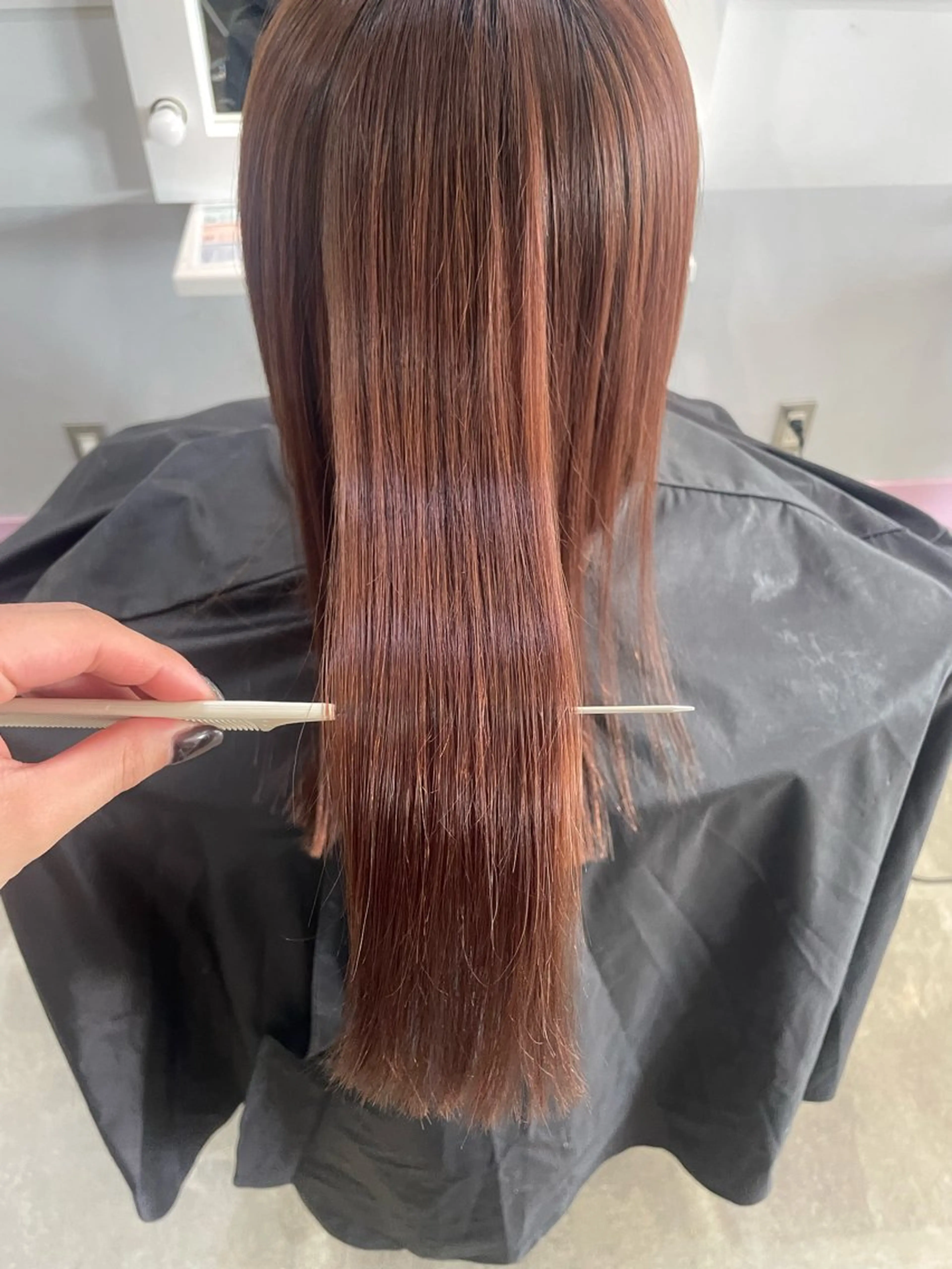 セミロング パーマ 縮毛矯正 艶髪／透明感カラー／ 鈴木 琳太朗のヘアスタイル