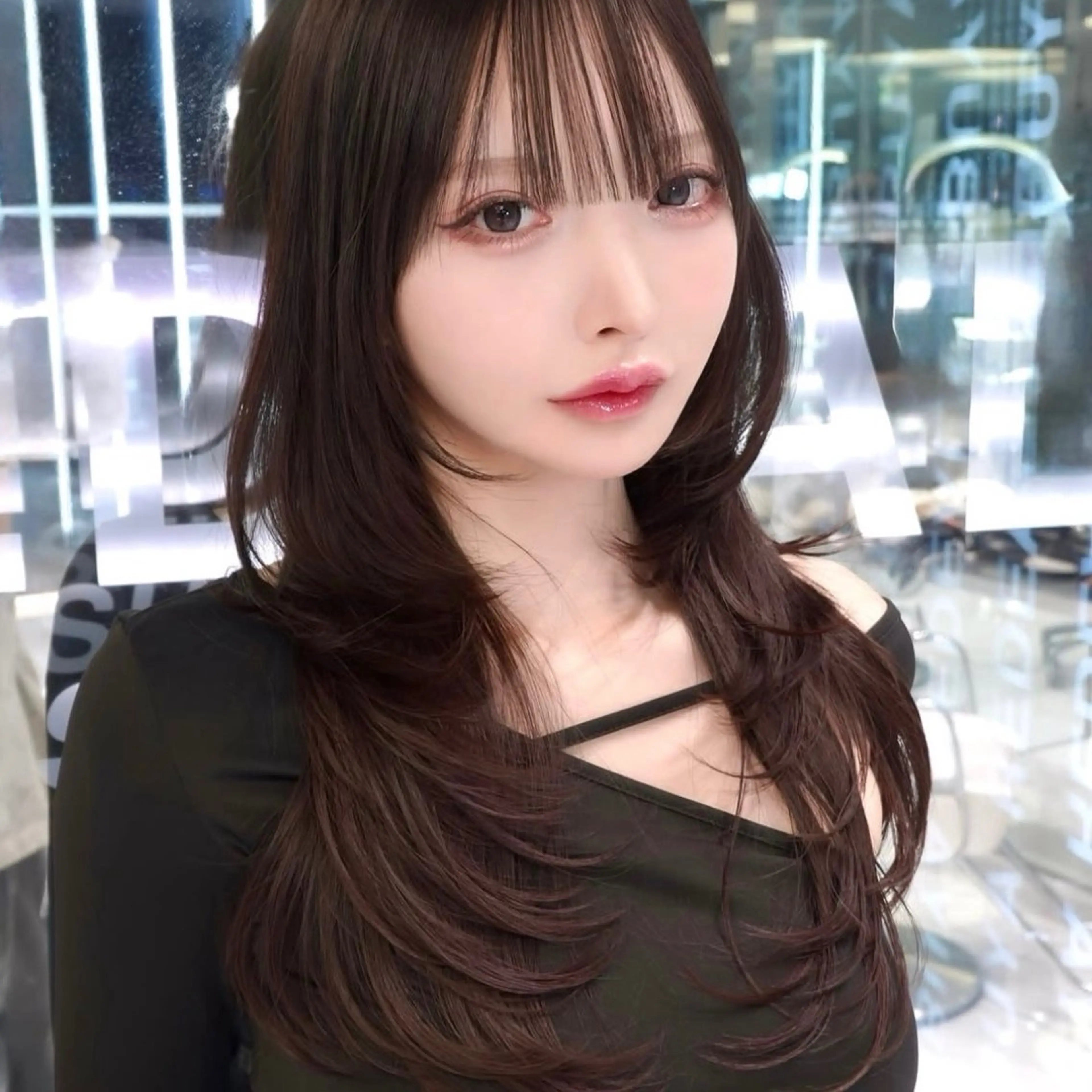 ロング カラー くびれヘア 顔周りカット ハイレイヤー 韓国風ヘア レイヤーカット カット ヘアカラー トリートメント 🫧Nao/ 大宮ハイレイヤー🫧のヘアスタイル