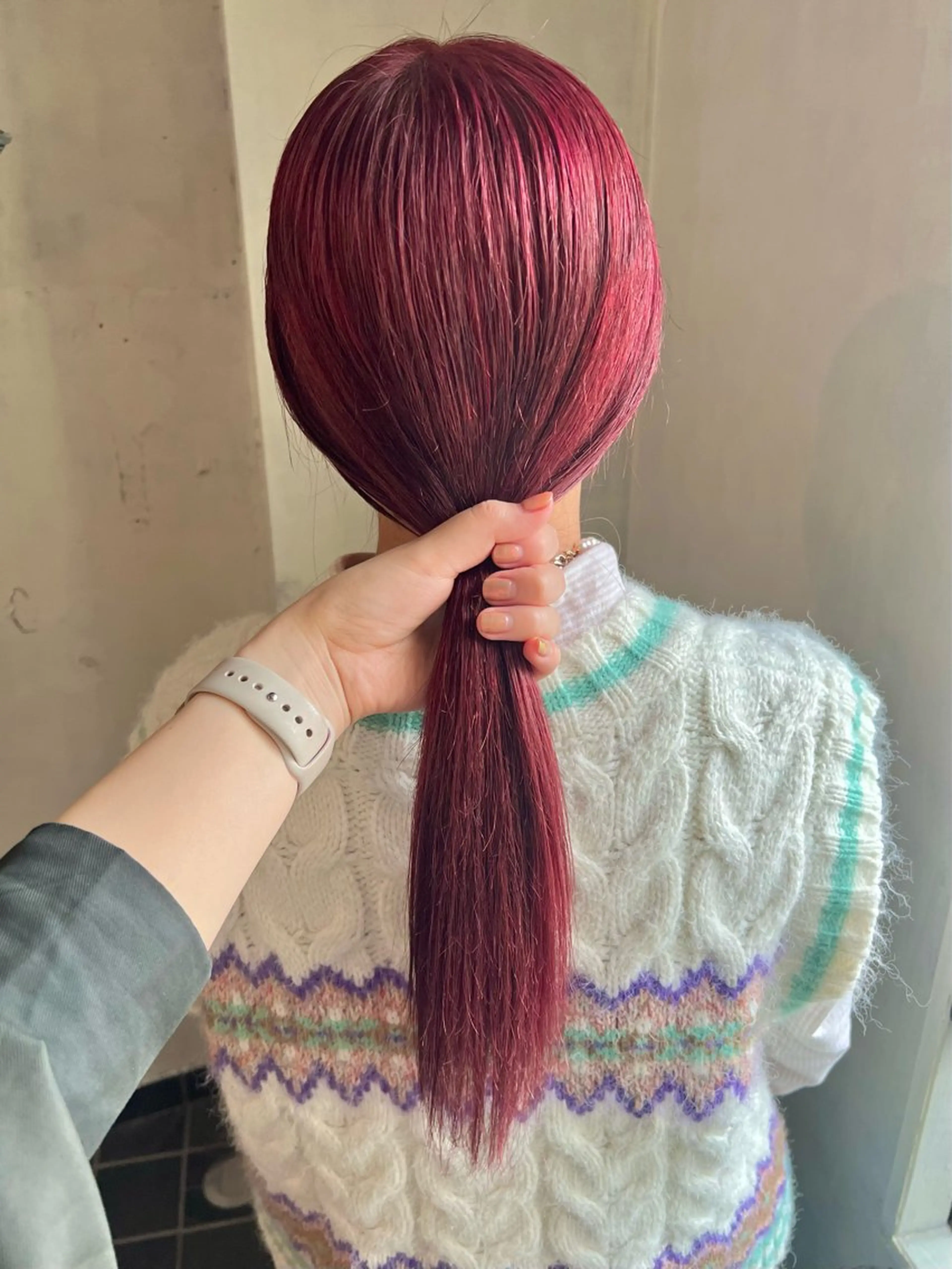 ロング カラー レッドカラー ヘアカラー トリートメント 暖色カラー/ブリーチ /かしむらゆうかのヘアスタイル