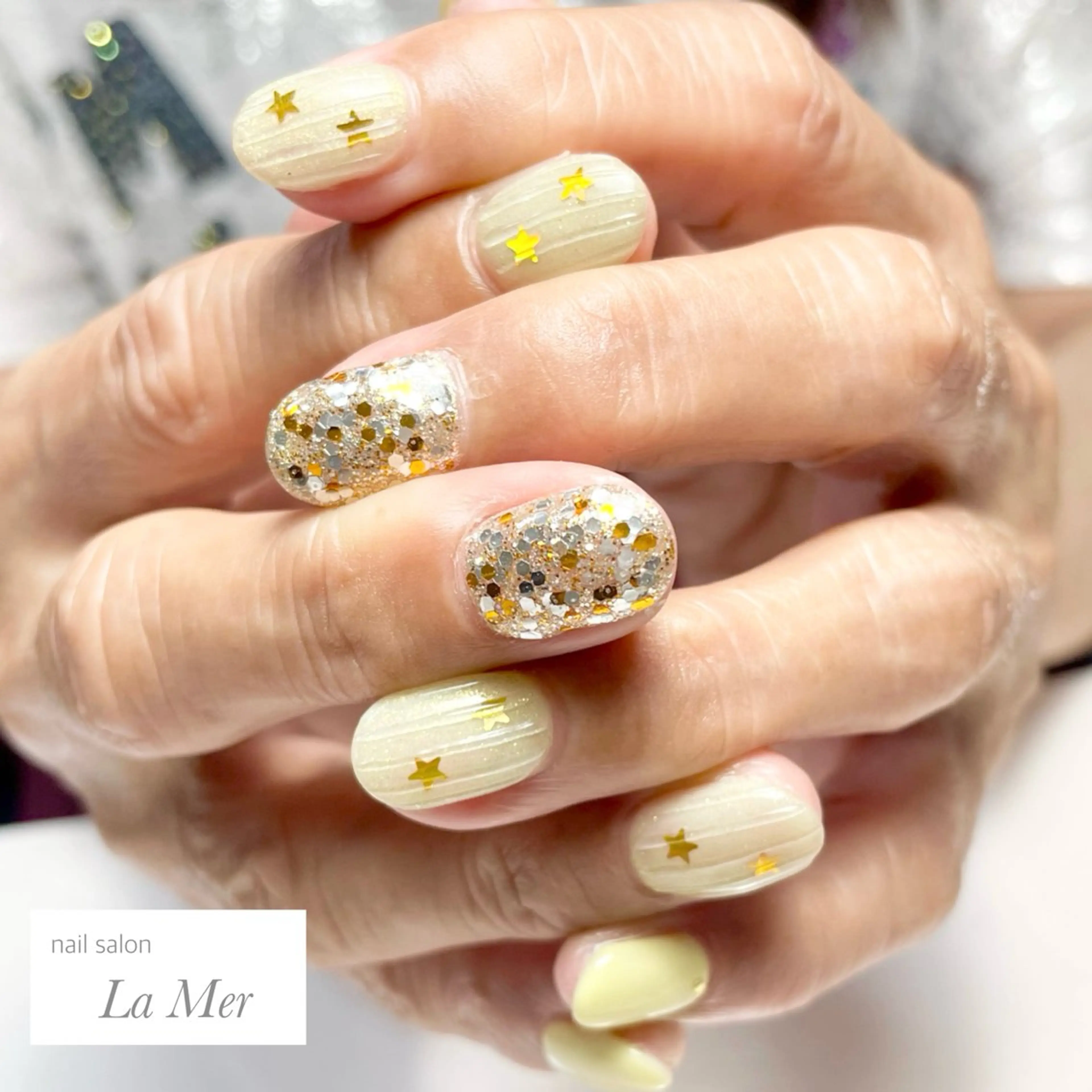 ネイル カジュアル グリーン マグネットネイル 夏ネイル nailsalon La Merのネイルデザイン