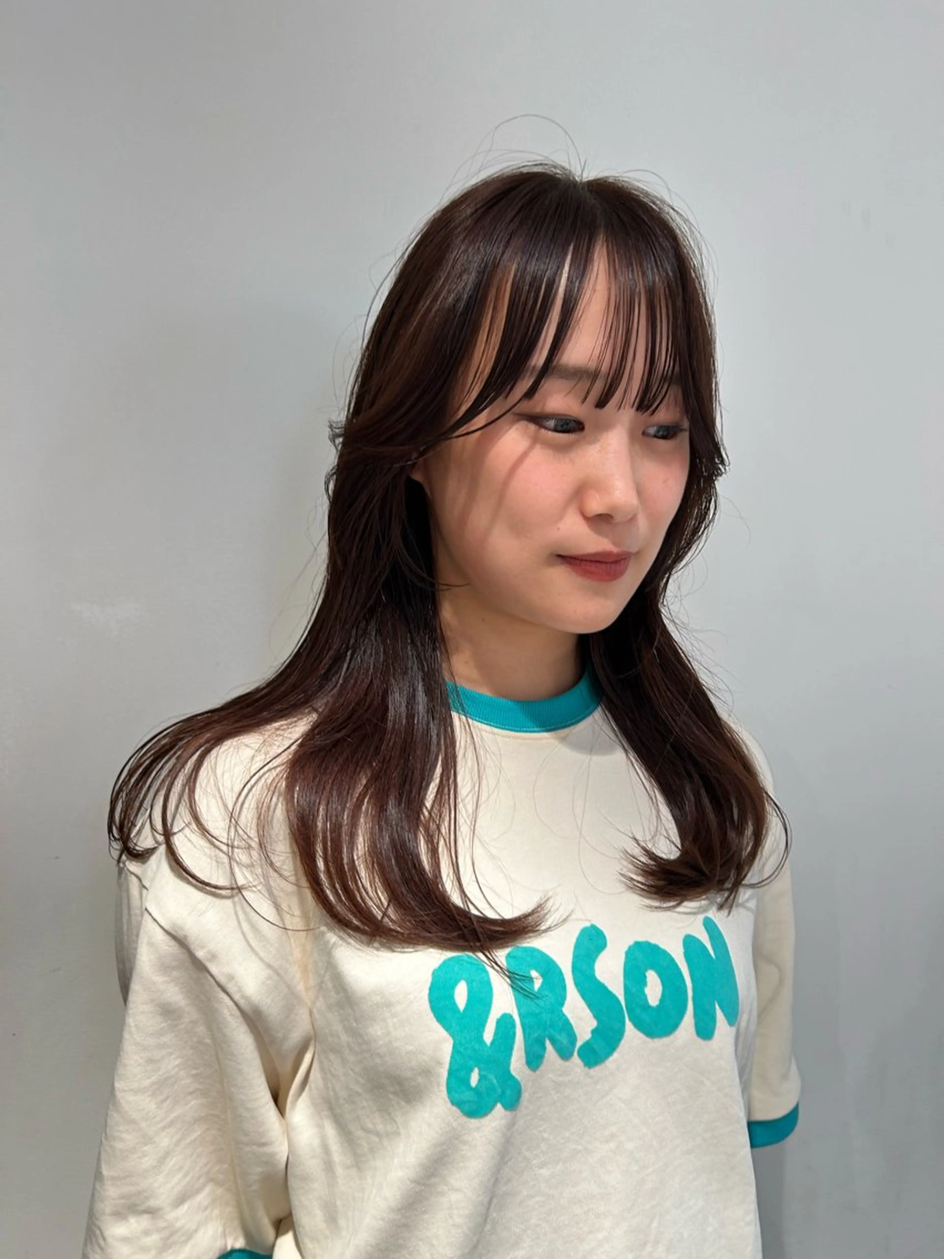 セミロング カラー パーマ レイヤー/透明感/ ブリーチなし/わかなのヘアスタイル