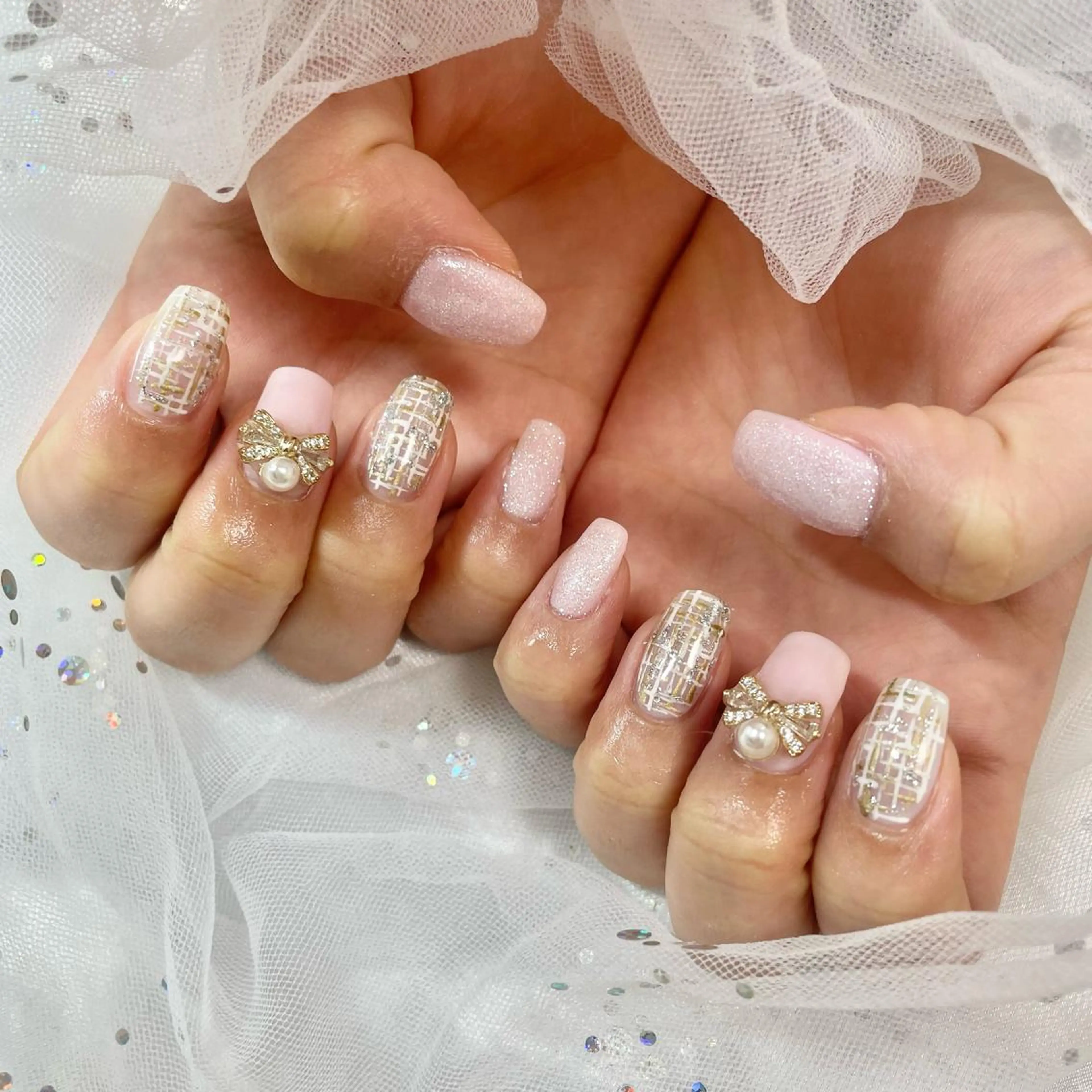ネイル ツイードネイル 🎀AYAKO 🎀中韓ネイルのネイルデザイン