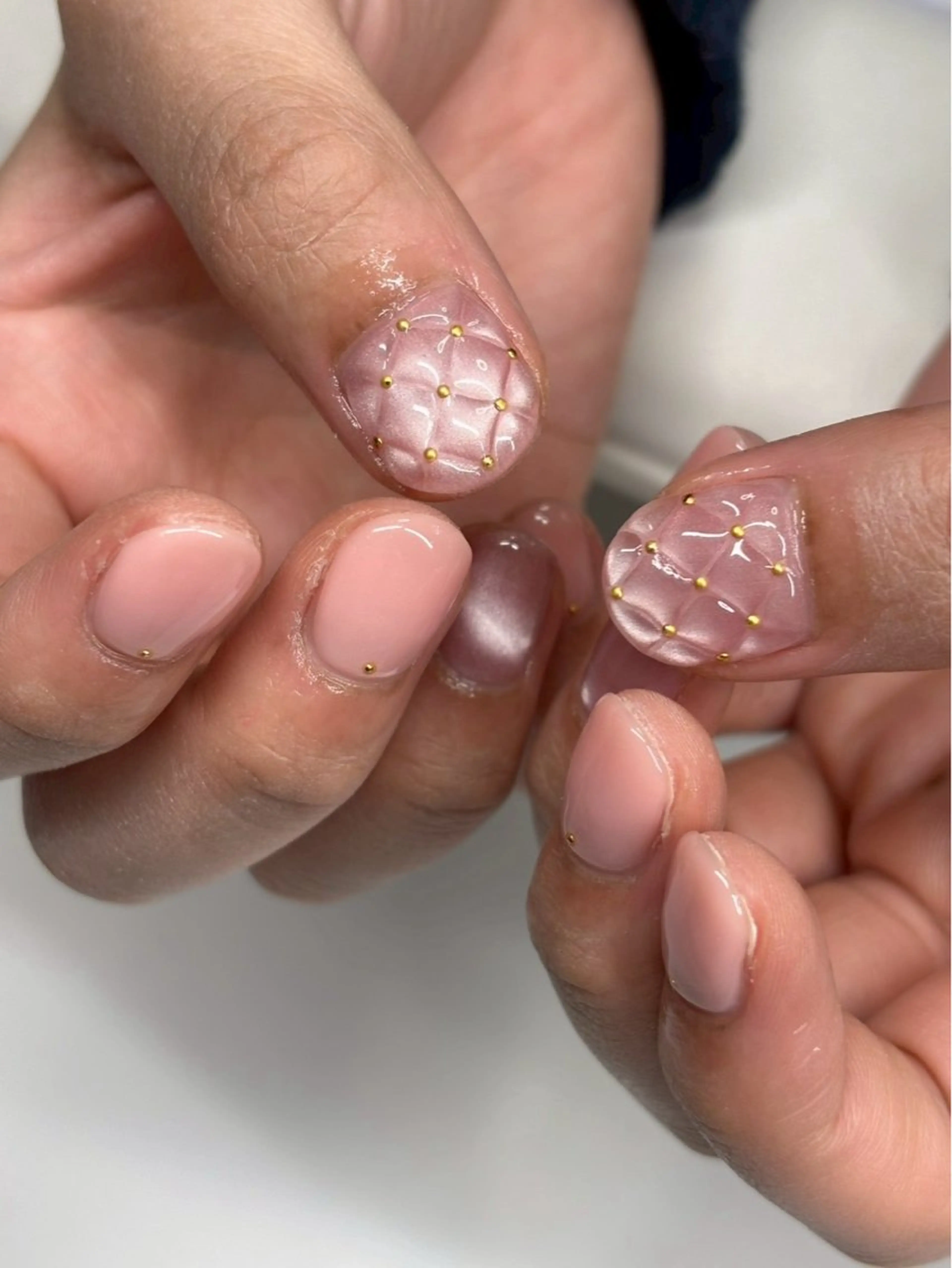 ネイル マグネットネイル ピンク ハンドネイル iconail 下北沢 NONのネイルデザイン