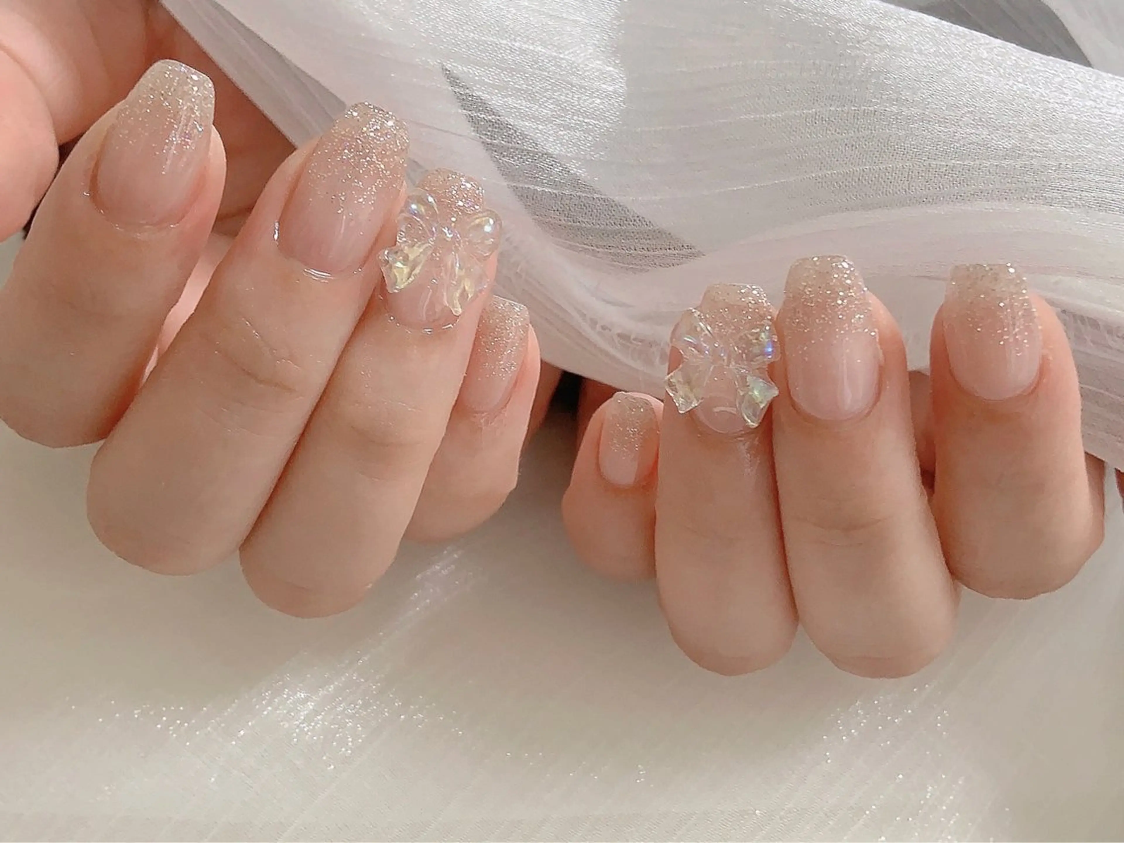 ワンカラ– orラメグラデーション➕2リボンの写真