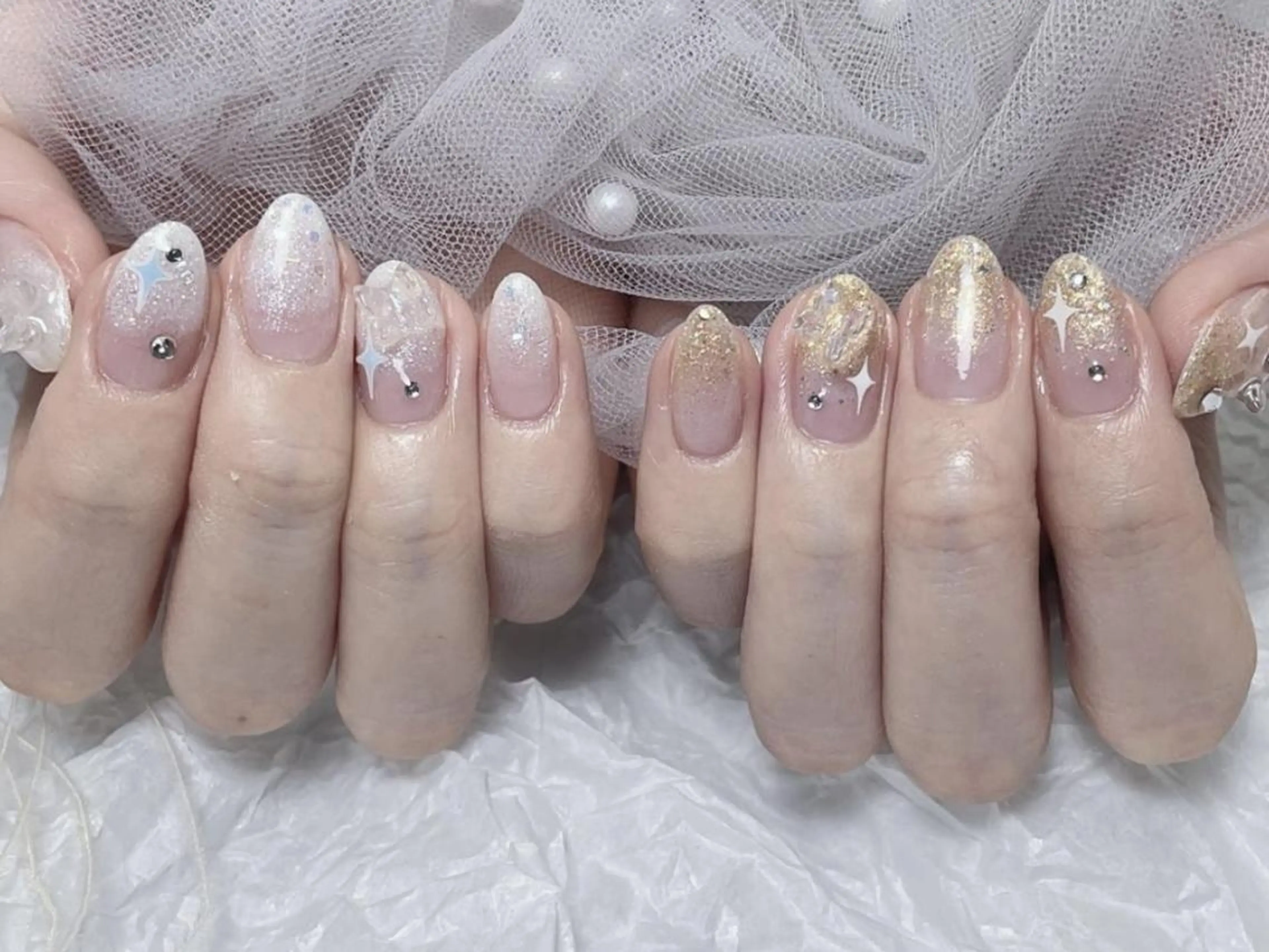 メンズ ネイル アートネイル フレンチネイル ジェルネイル キラキラネイル パラジェル Bloom kabukiのネイルデザイン