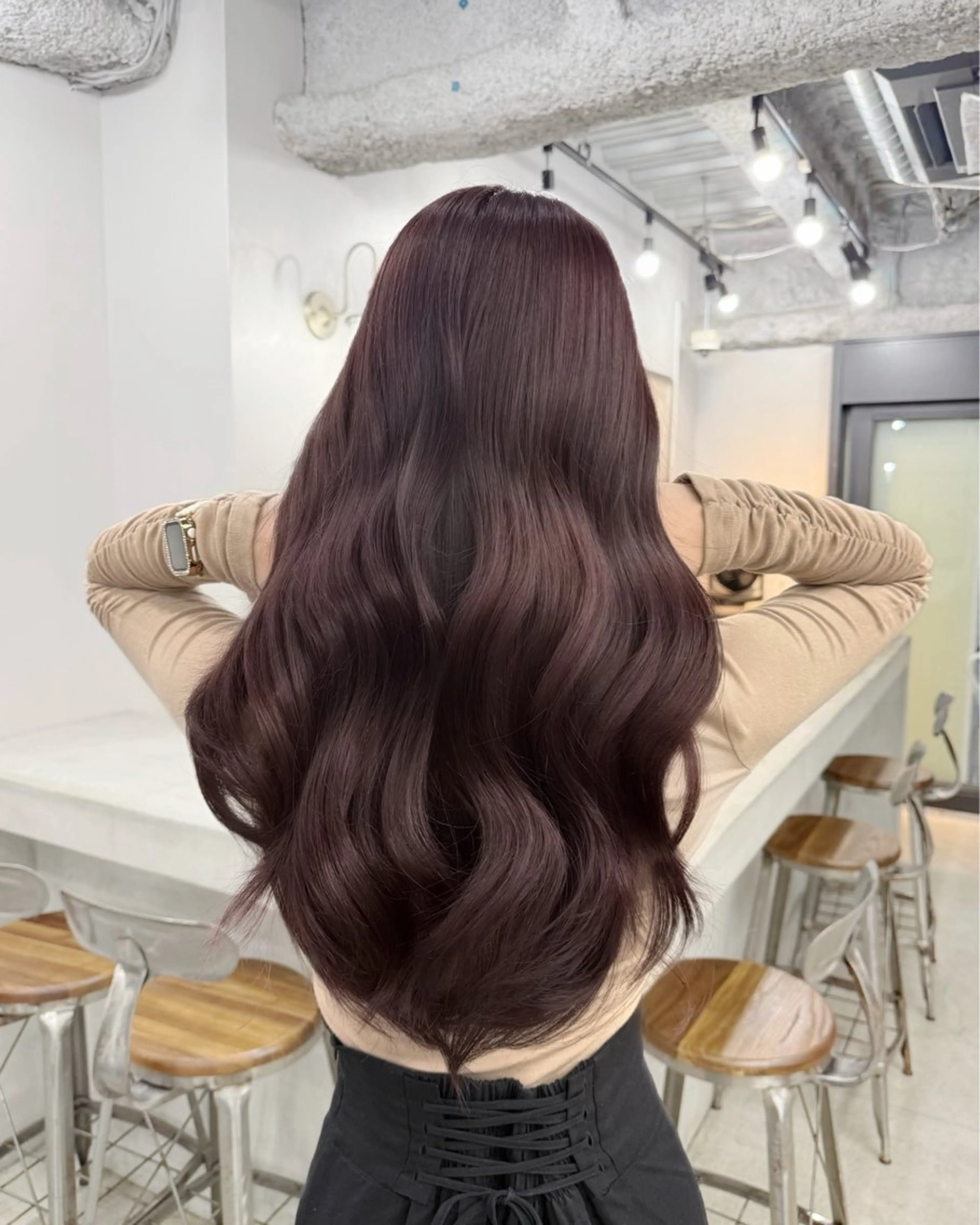 ロング カラー ブラウンカラー ピンクカラー ピンクブラウン くびれヘア 韓国風ヘア カット ヘアカラー トリートメント ヘアセット 韓国ヘア🫧 KAZUTOのヘアスタイル