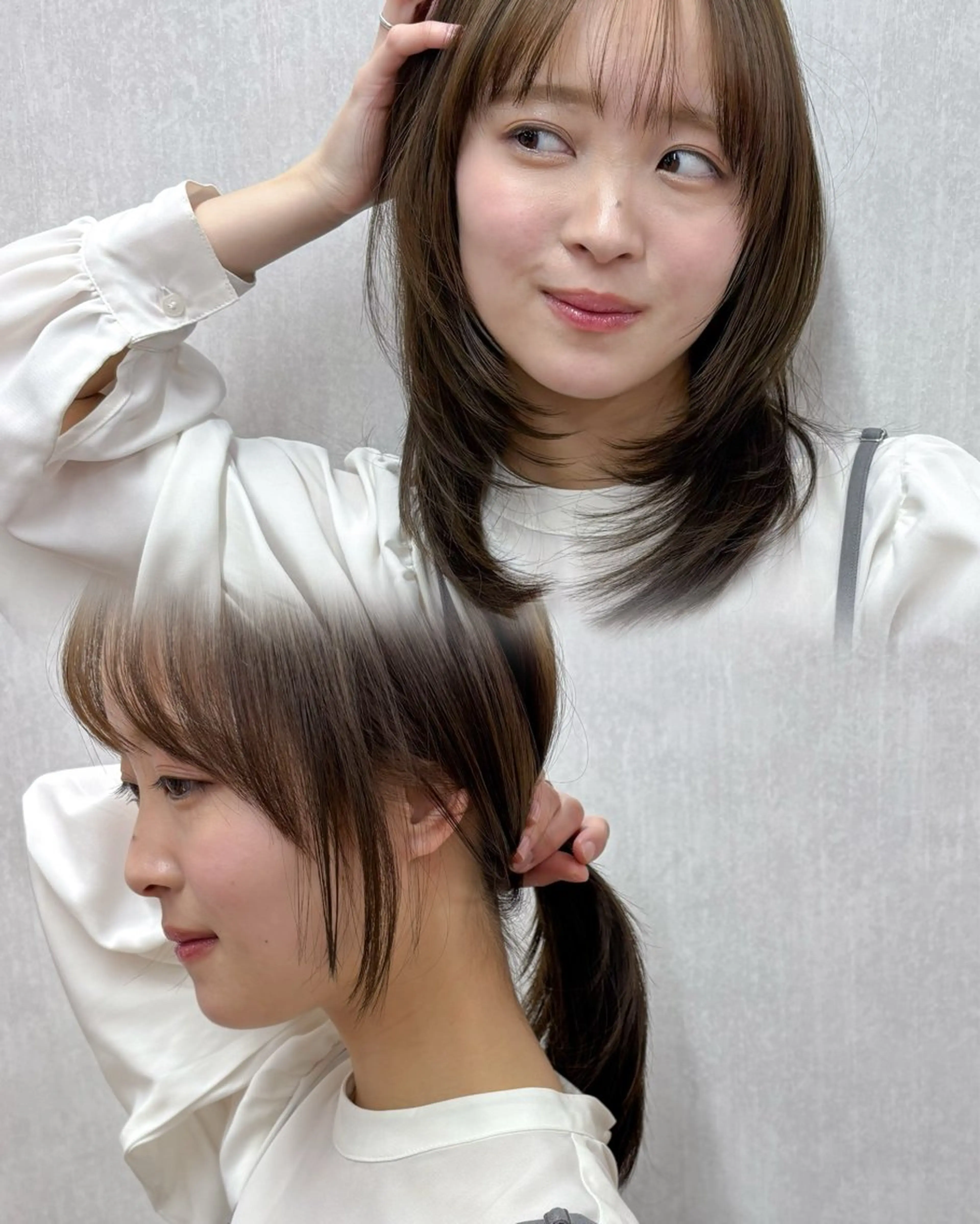 ミディアム 顔周りカット レイヤーカット ヘアカラー ボブ/ミディアム 親しみやすさ/さくらのヘアスタイル