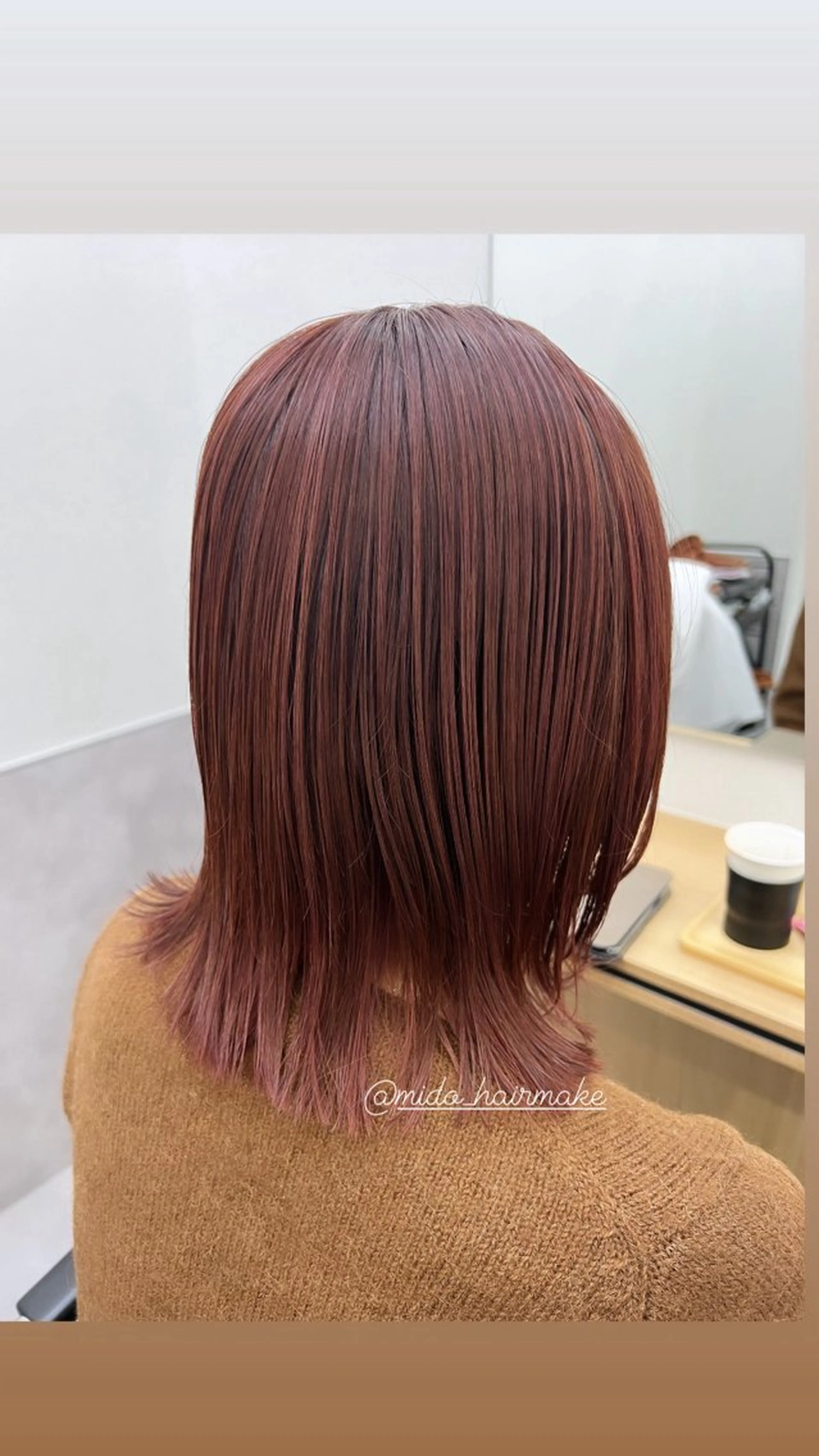 ショート カラー ブラウンカラー ハイライトカラー オレンジ ピンクカラー ピンクブラウン MIDORI ミドリのヘアスタイル