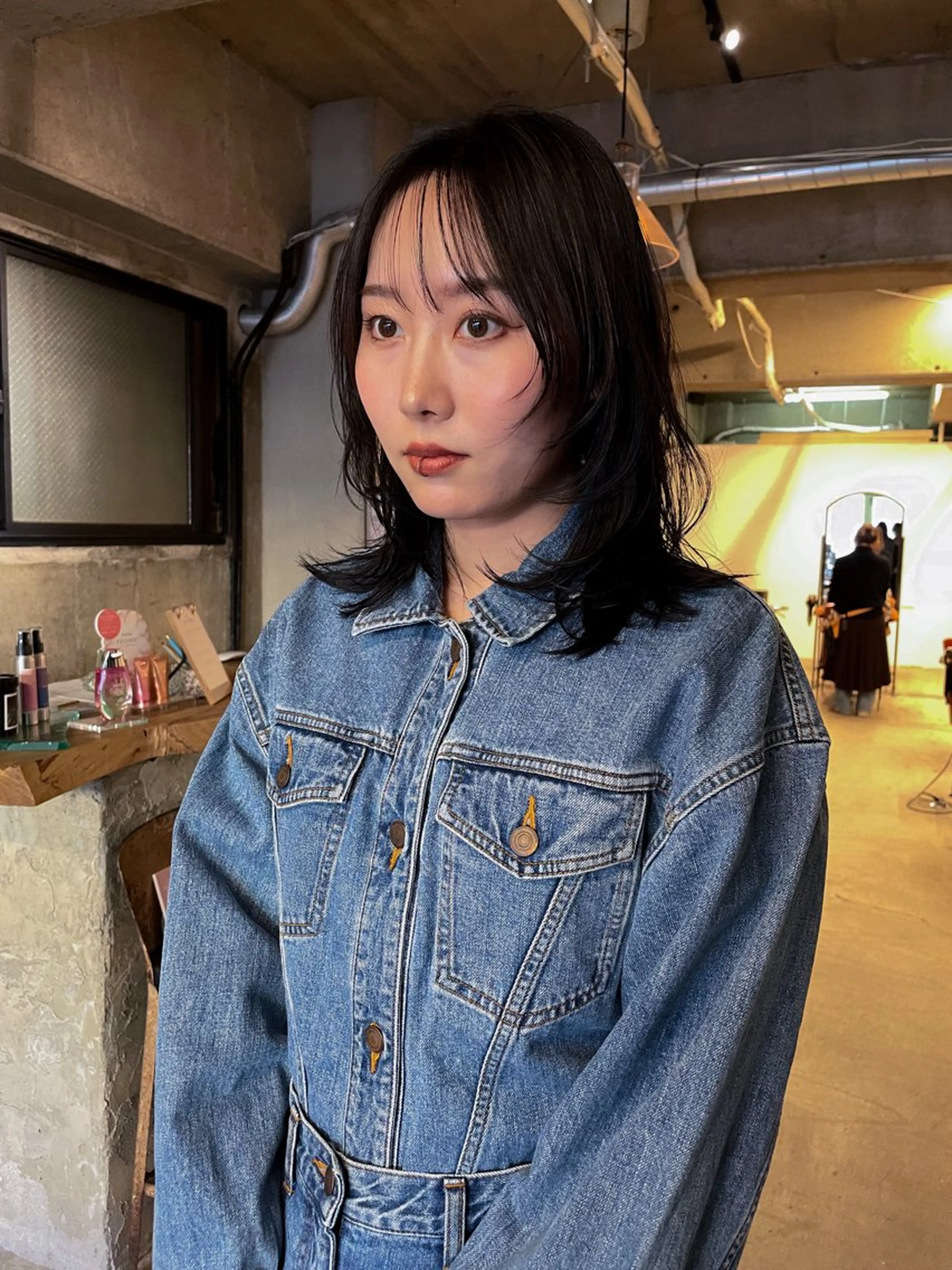 ミディアム カラー パーマ/レイヤー 岩山丈一郎のヘアスタイル