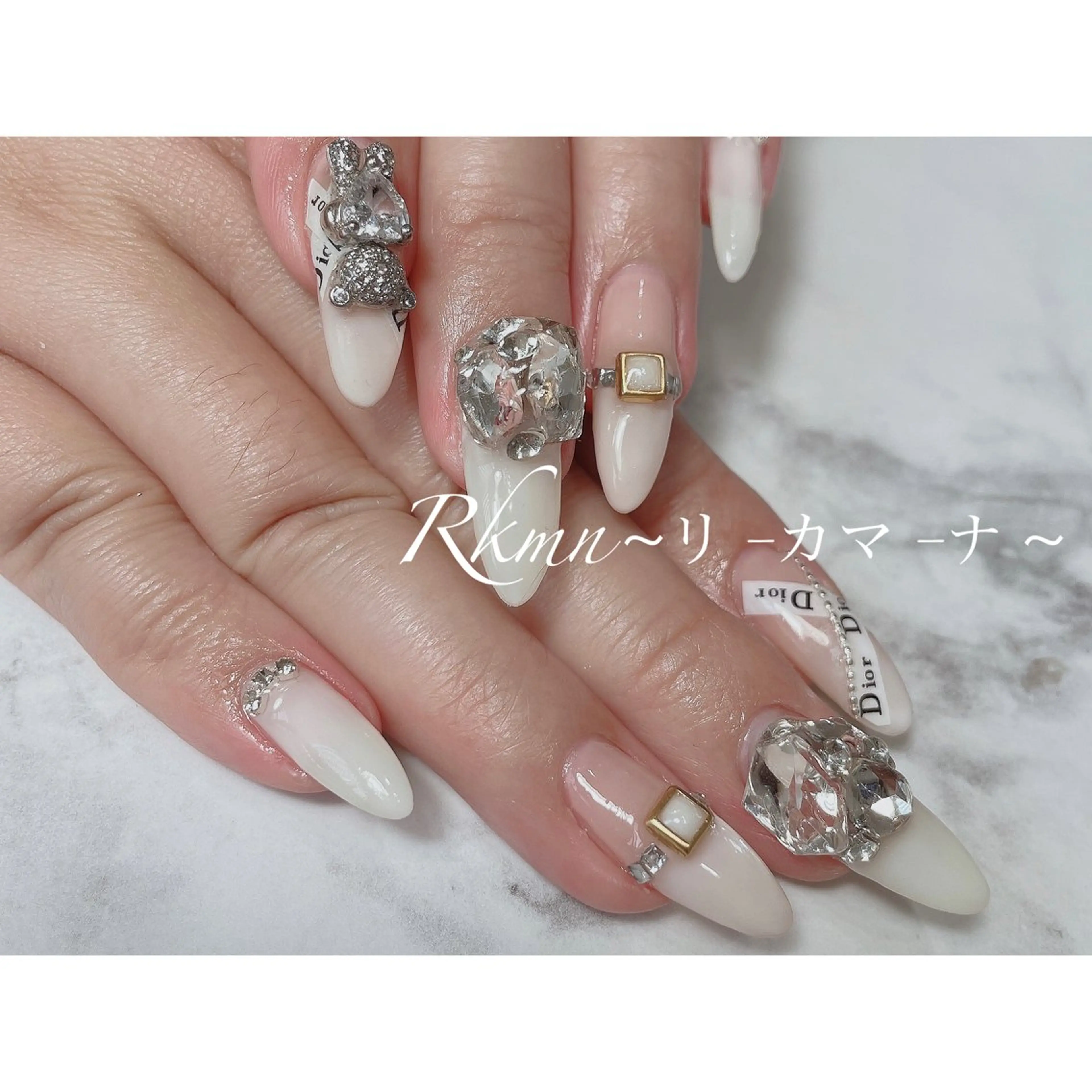 ネイル アートネイル クリアネイル フレンチネイル 春ネイル ホワイト ハンドネイル フットネイル ハンドケア Rkmn ~リ-カマ-ナ~のネイルデザイン