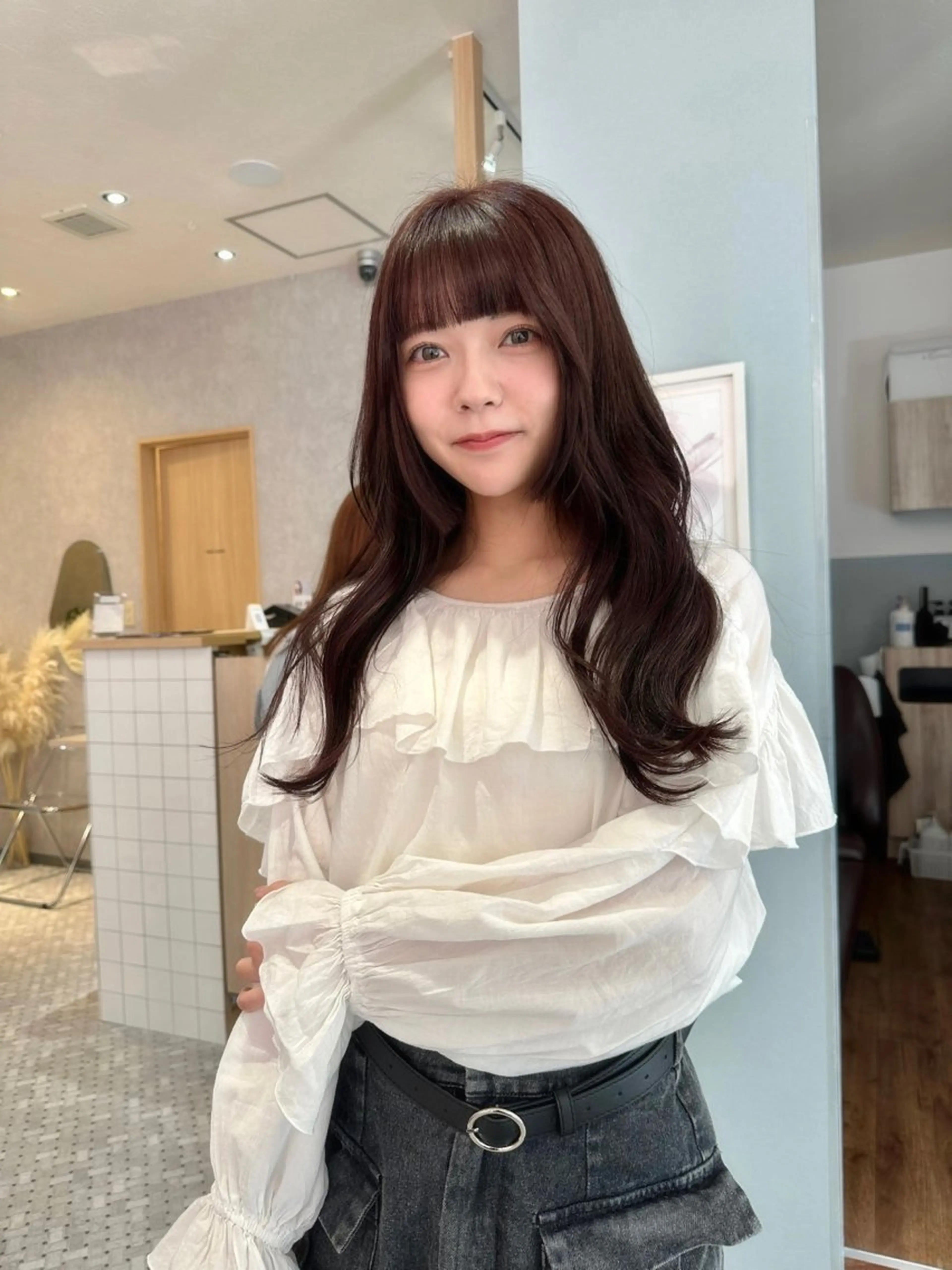 ロング カラー ヘアアレンジ ブラウンカラー チョコレートブラウン 韓国風ヘア REONA🪽✨薬院 レイヤーカット🫧のヘアスタイル