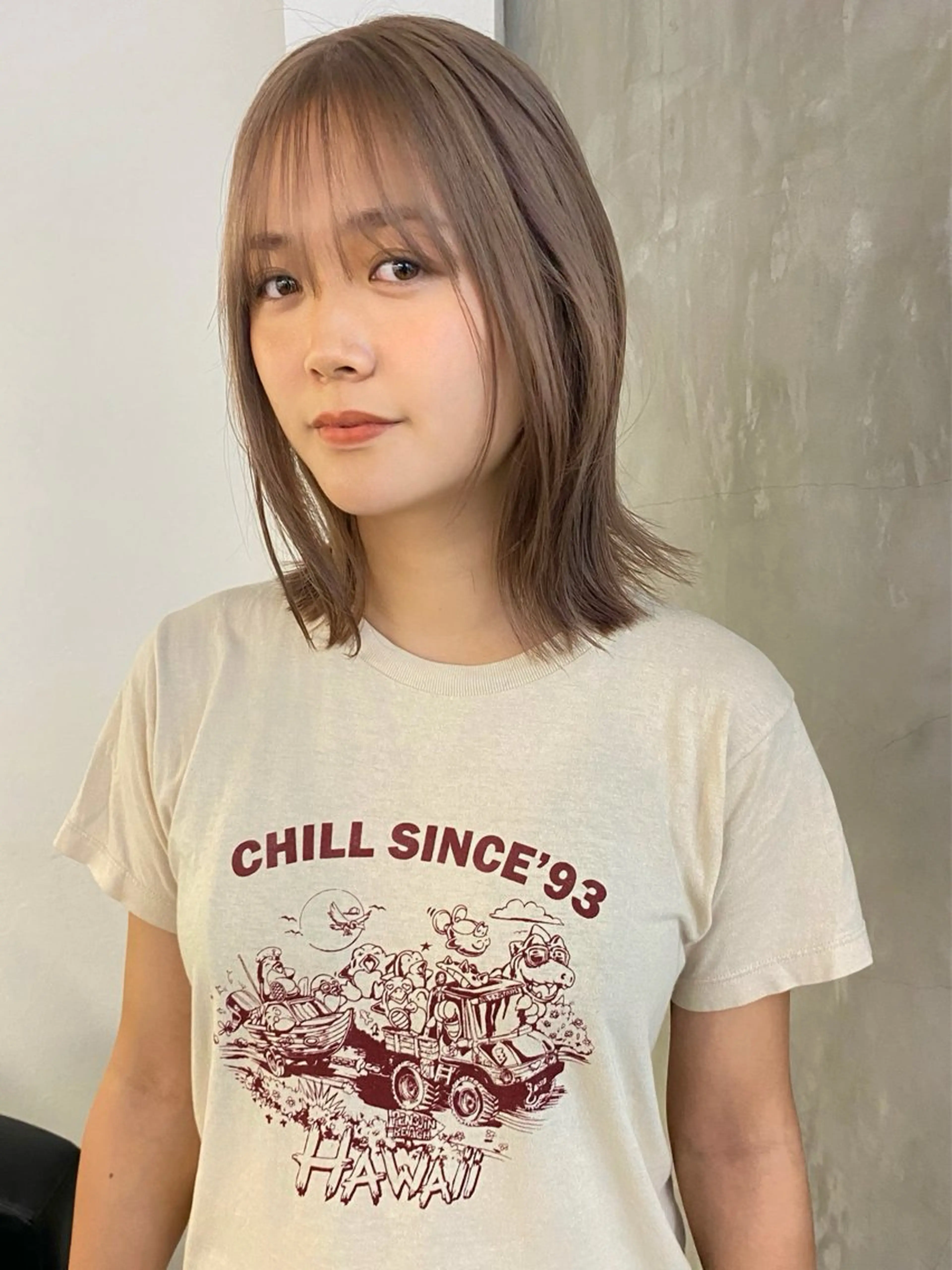 ミディアム カラー ベージュカラー ミルクティーベージュ カット ヘアカラー トリートメント 森貴裕/ベージュ/ パーマ/オリーブのヘアスタイル