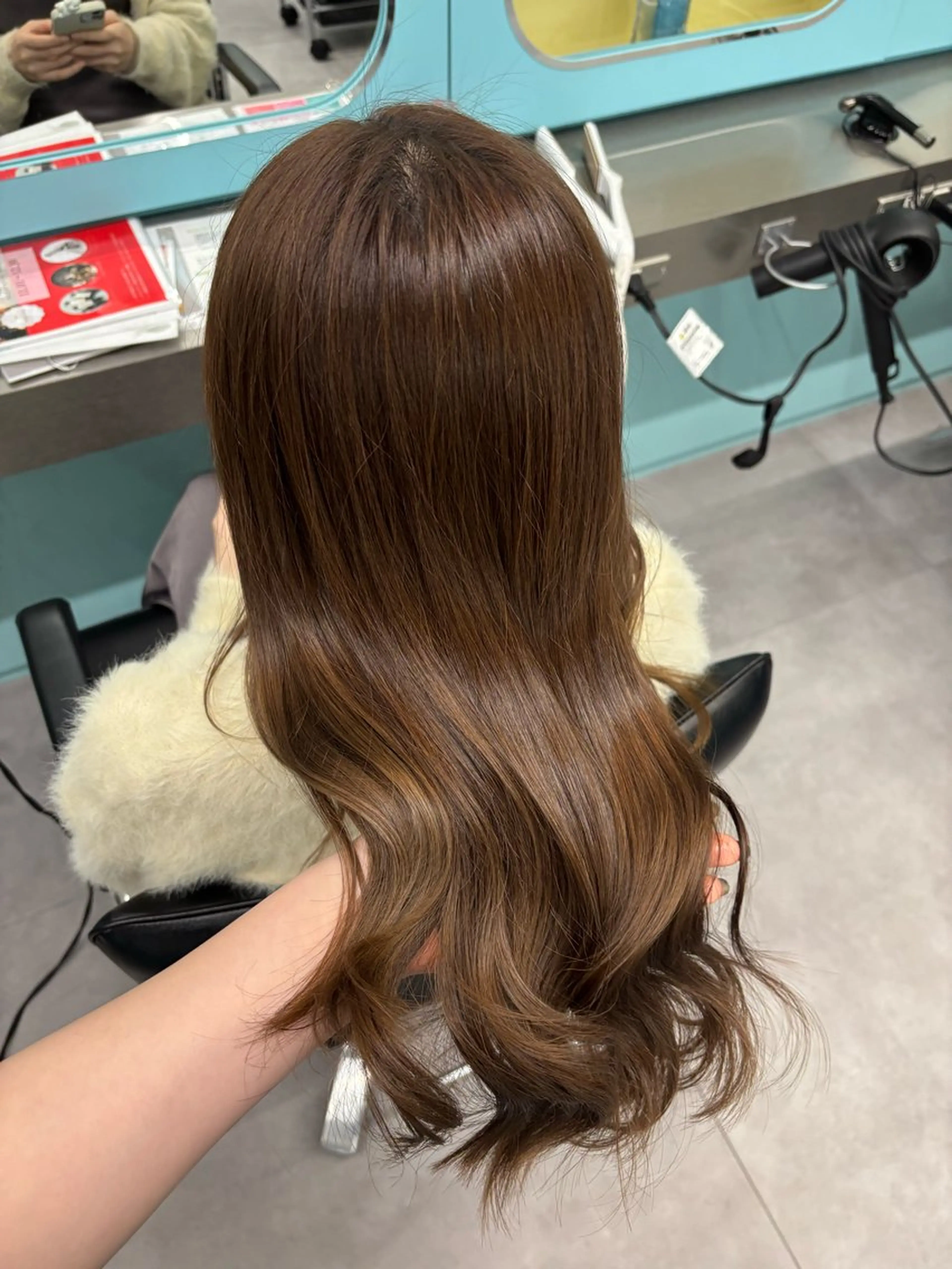 ロング ボブ 顔まわりレイヤー 顔周りカット 髪質改善 韓国風ヘア Mio/髪質改善 透明感カラー/西梅田のヘアスタイル