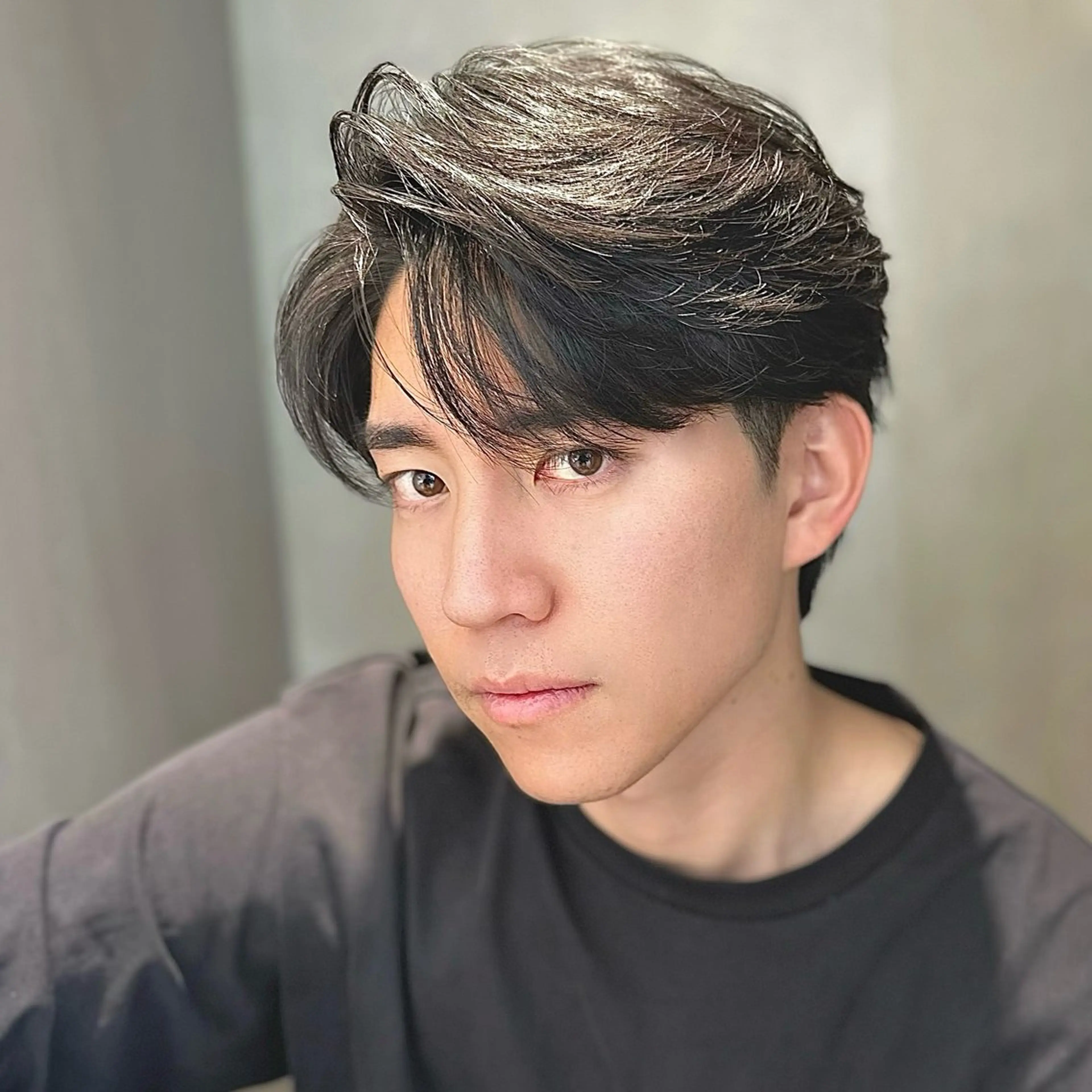 ショート カラー パーマ メンズ アップバング ダウンパーマ メンズパーマ メンズツイストパーマ 刈り上げ 朝楽メンズパーマ 🥇メンズカット吉田のヘアスタイル