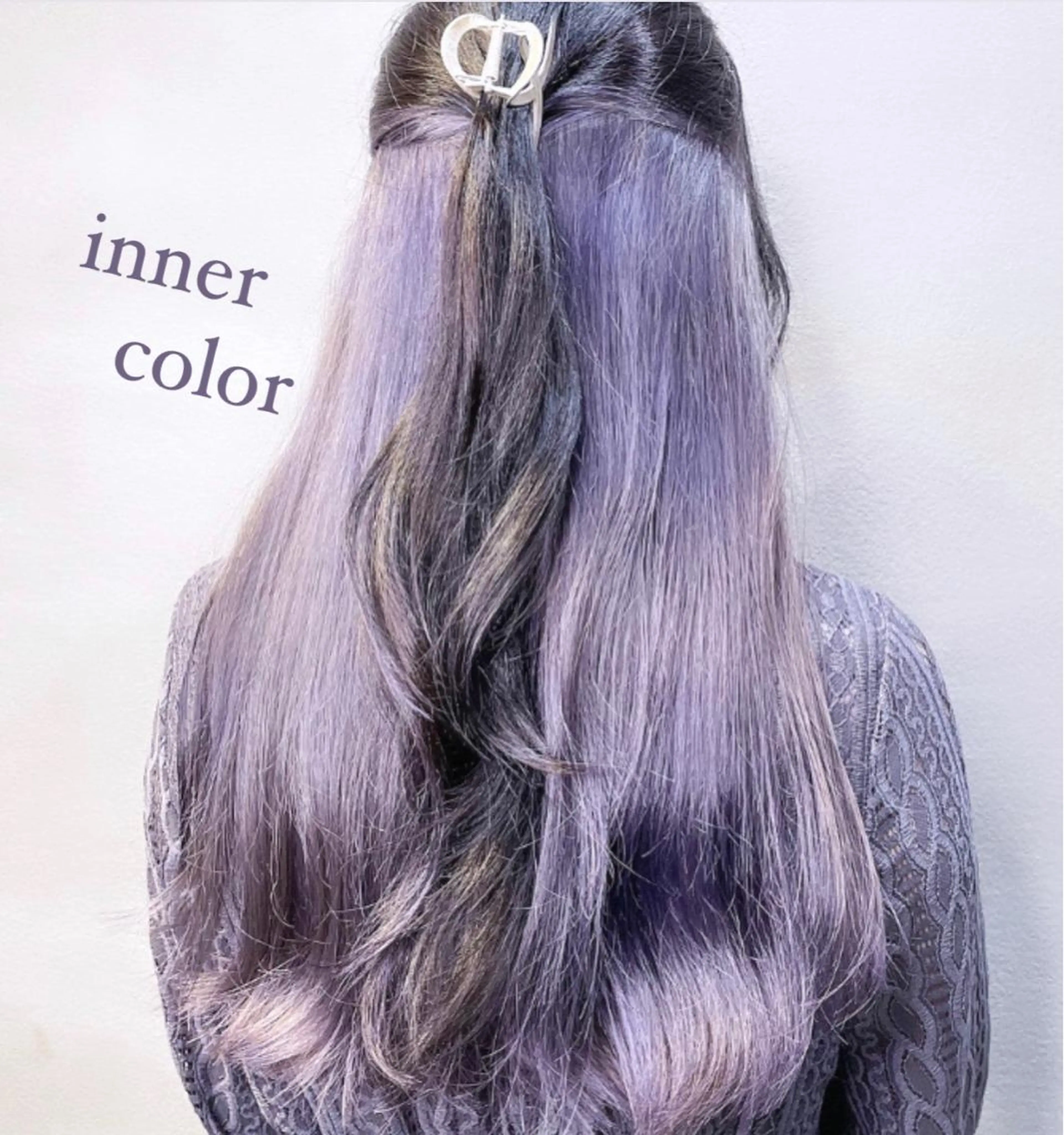 ロング カラー アッシュ ブルーカラー ブルーラベンダー イヤリングカラー グレージュ 透明感カラー×小 顔レイヤー♡ヒデさんのヘアスタイル
