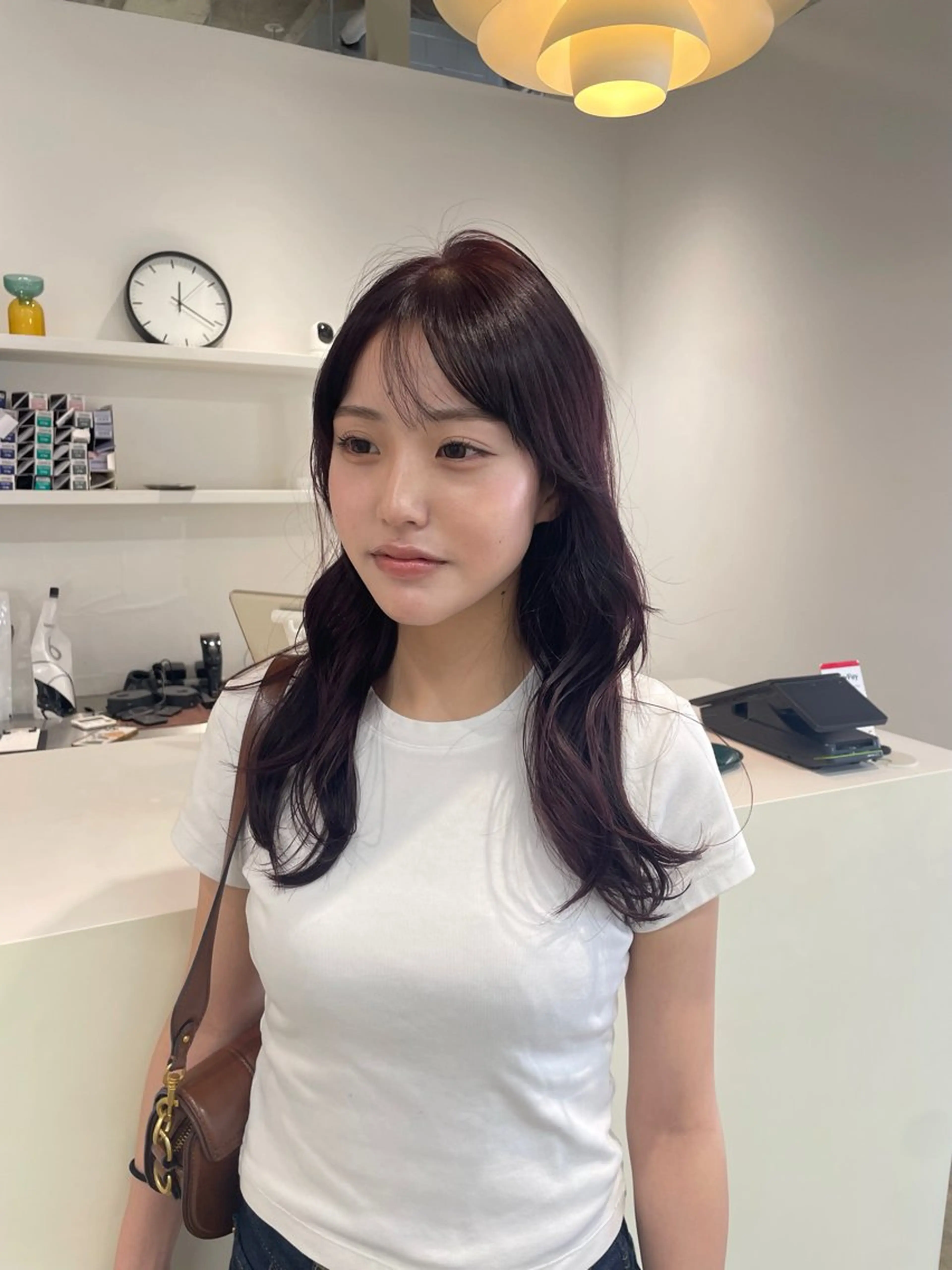 ロング カラー ラベンダーカラー ラベンダーピンク ピンクカラー カット ヘアカラー トリートメント H I ＮＡのヘアスタイル