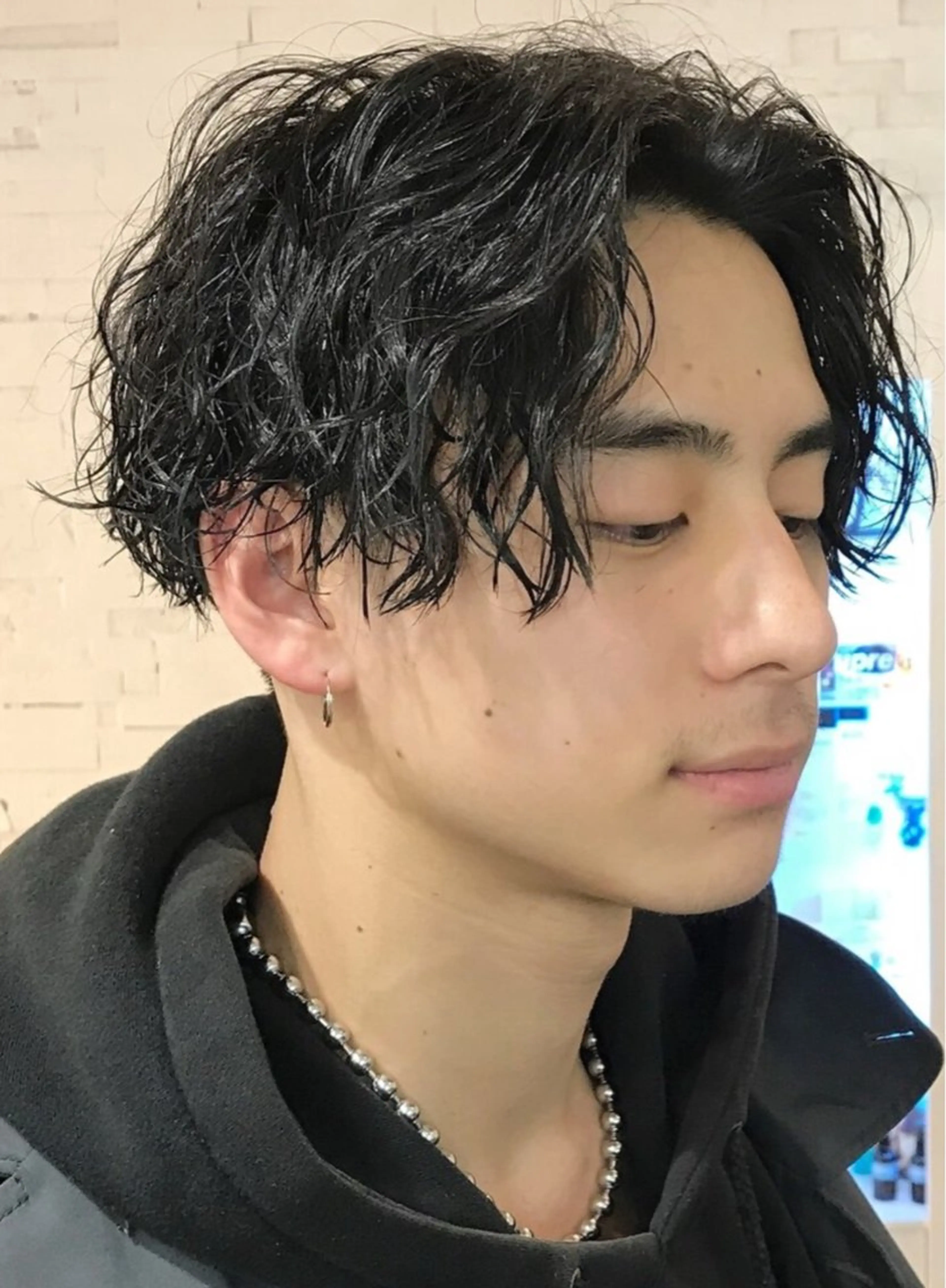 ショート カラー パーマ メンズ キッズ メンズパーマ 波巻きパーマ 栄💗レイヤーカット ｜パーマ｜haruのヘアスタイル