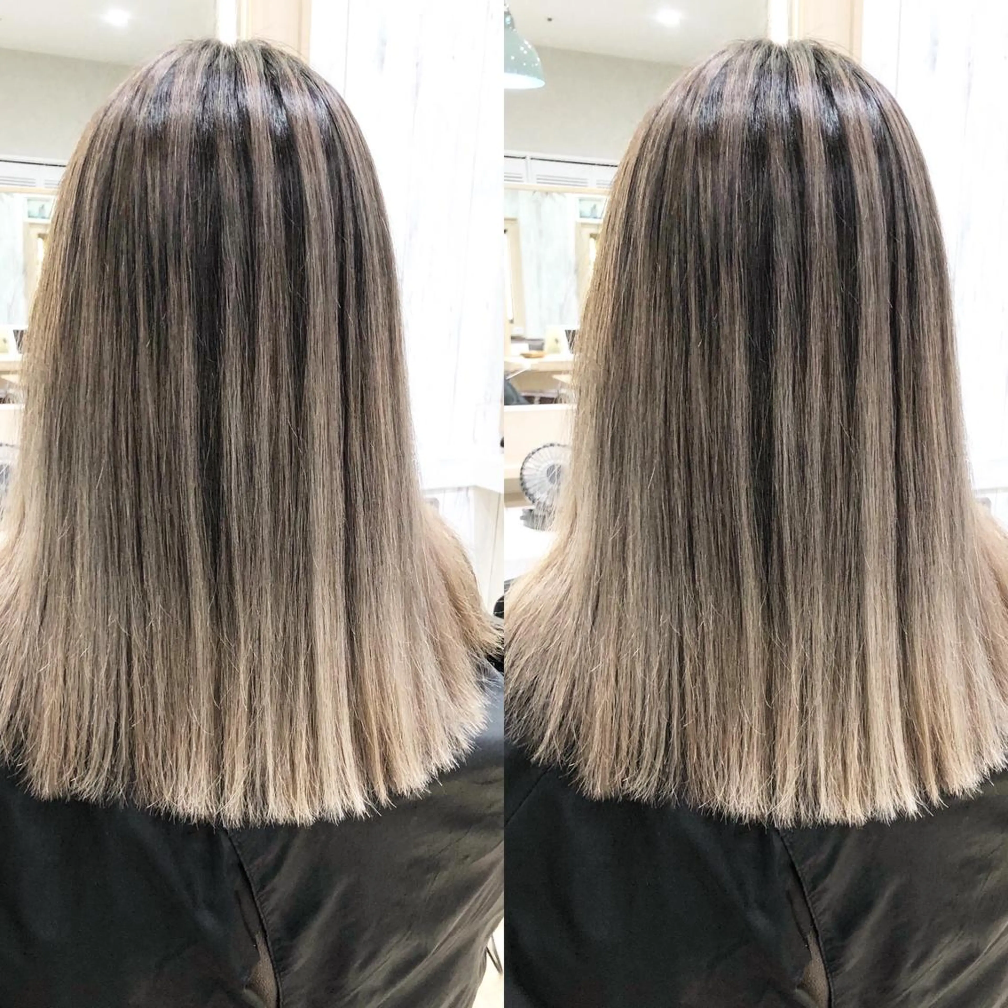 セミロング カラー バレイヤージュ レイヤーカット タナカ タクヤのヘアスタイル