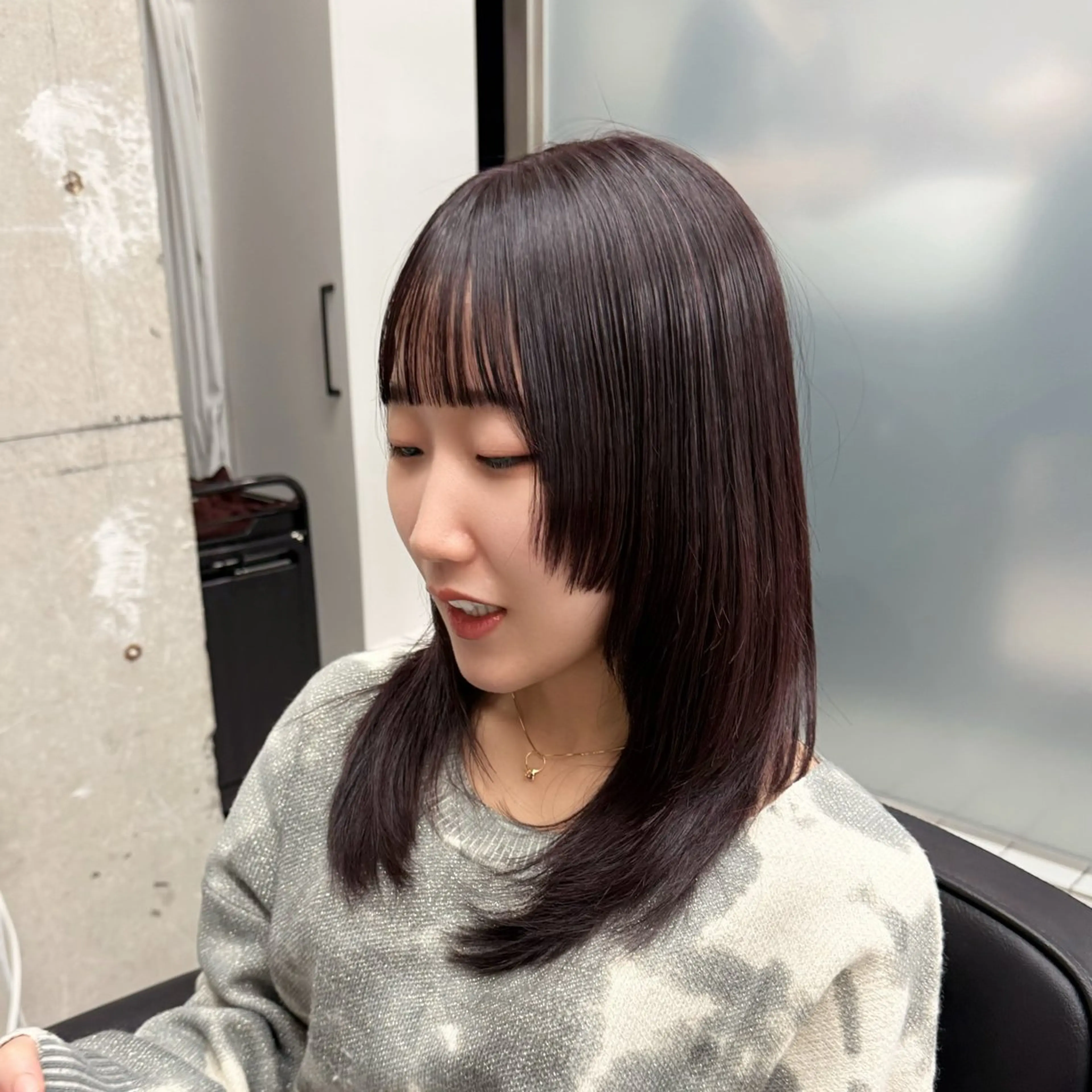 ミディアム パーマ 縮毛矯正+モテカラー 🎀✨MIHOのヘアスタイル