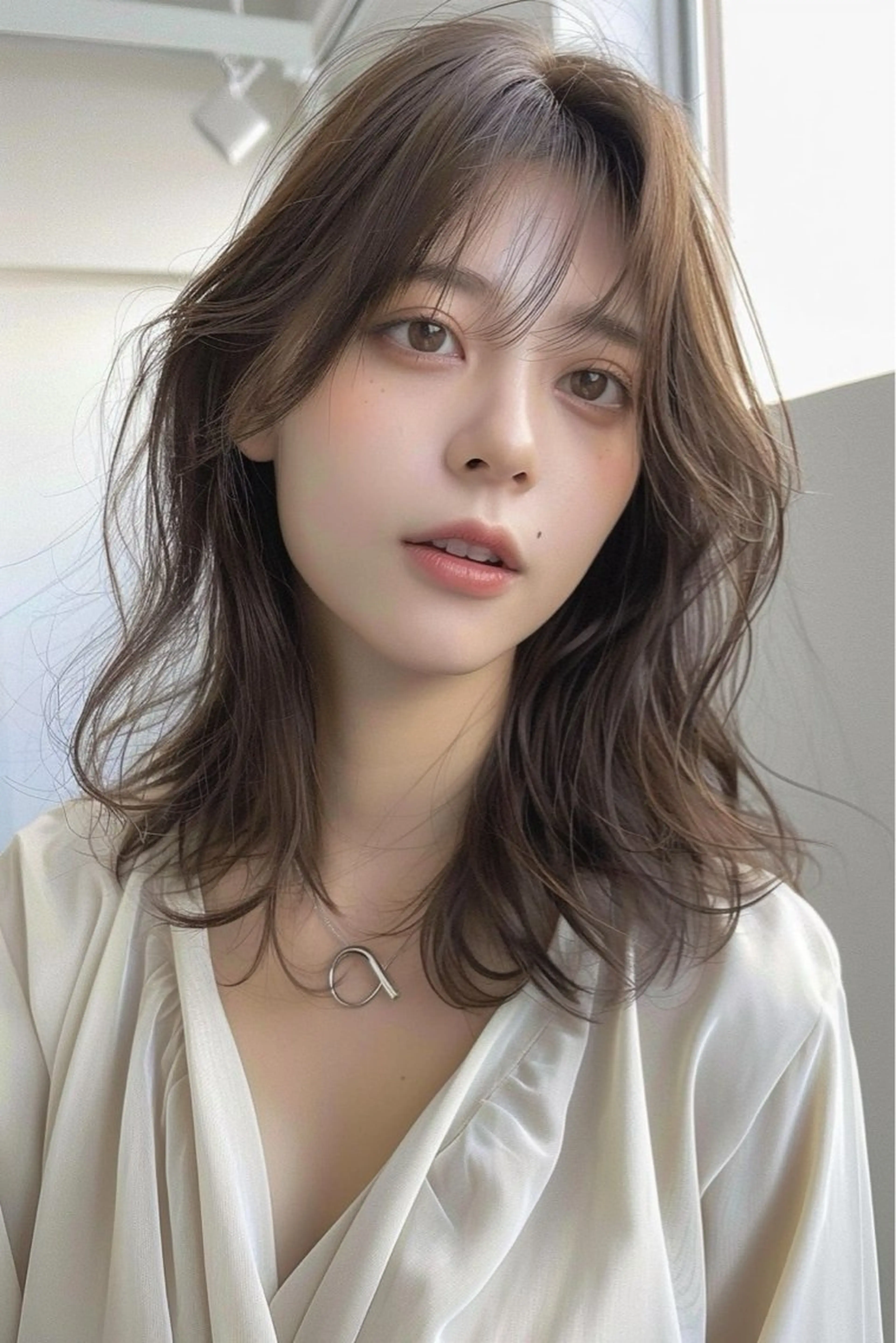 ミディアム カット ヘアカラー トリートメント 新宿/韓国レイヤー/ 顔まわり/メンズヘアのヘアスタイル