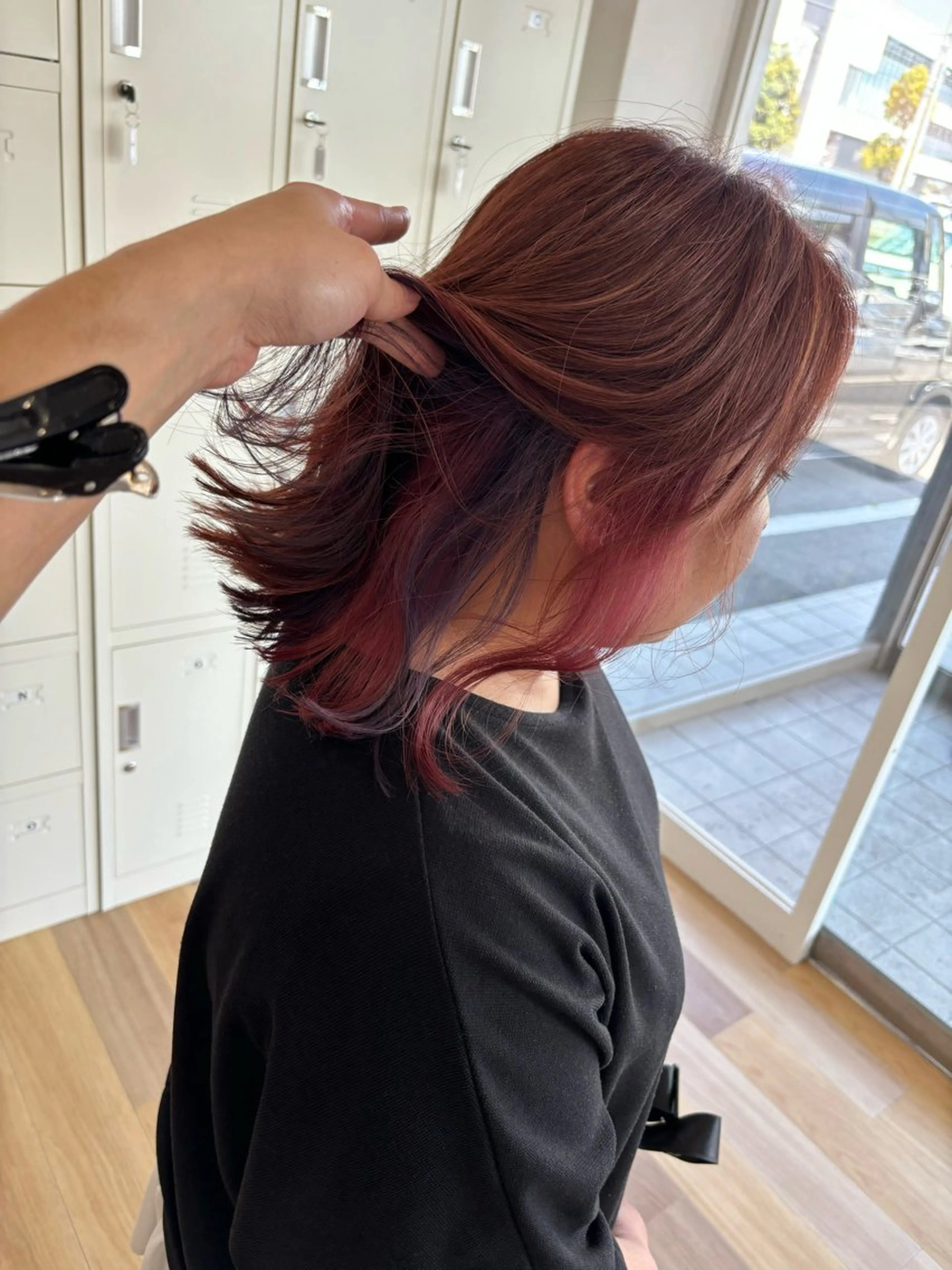 ミディアム カット ヘアカラー トリートメント ケアブリーチ 黒瀬有汰のヘアスタイル