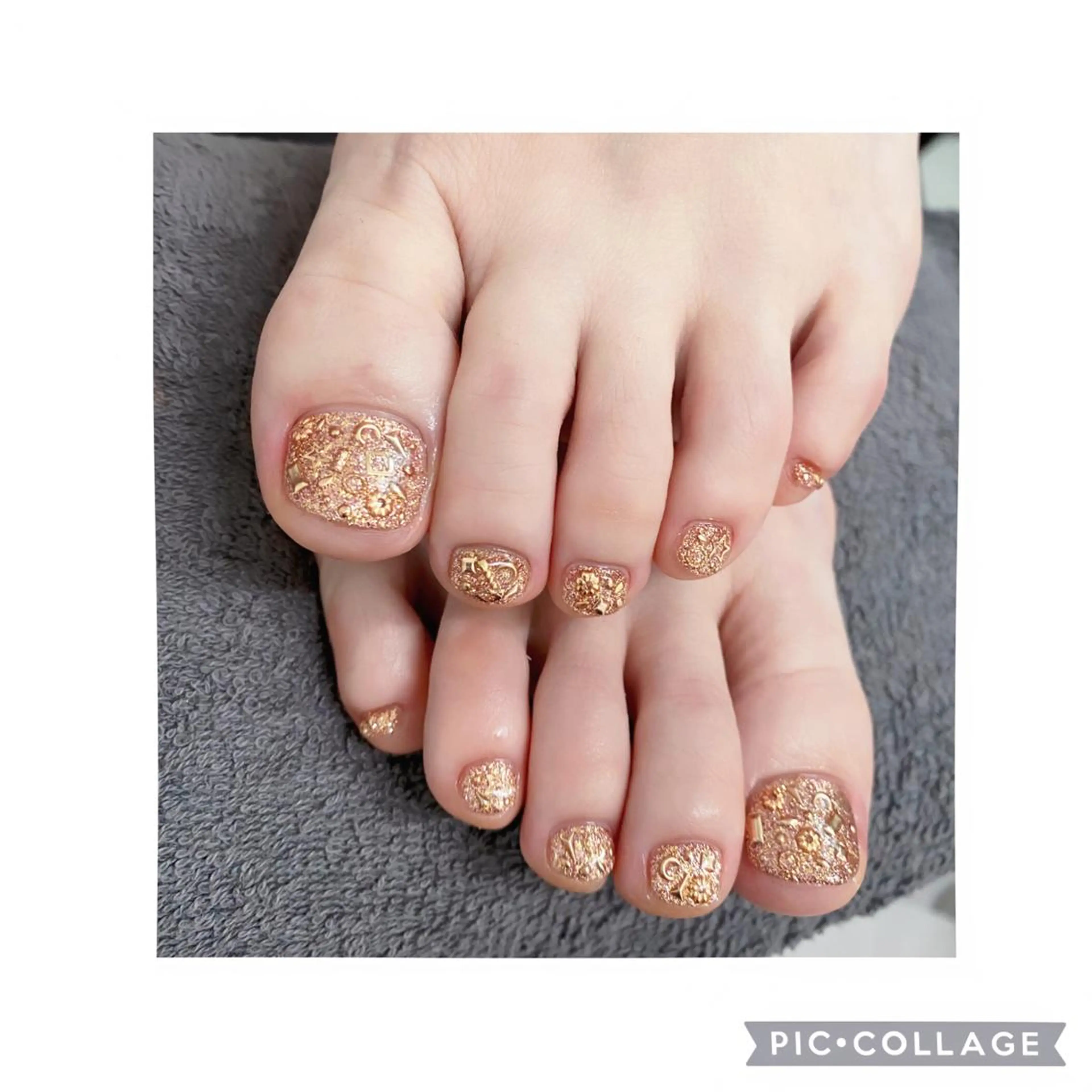 ネイル ゴールド ピンク フットネイル Gemmy 愛美のエステ・リラクイメージ