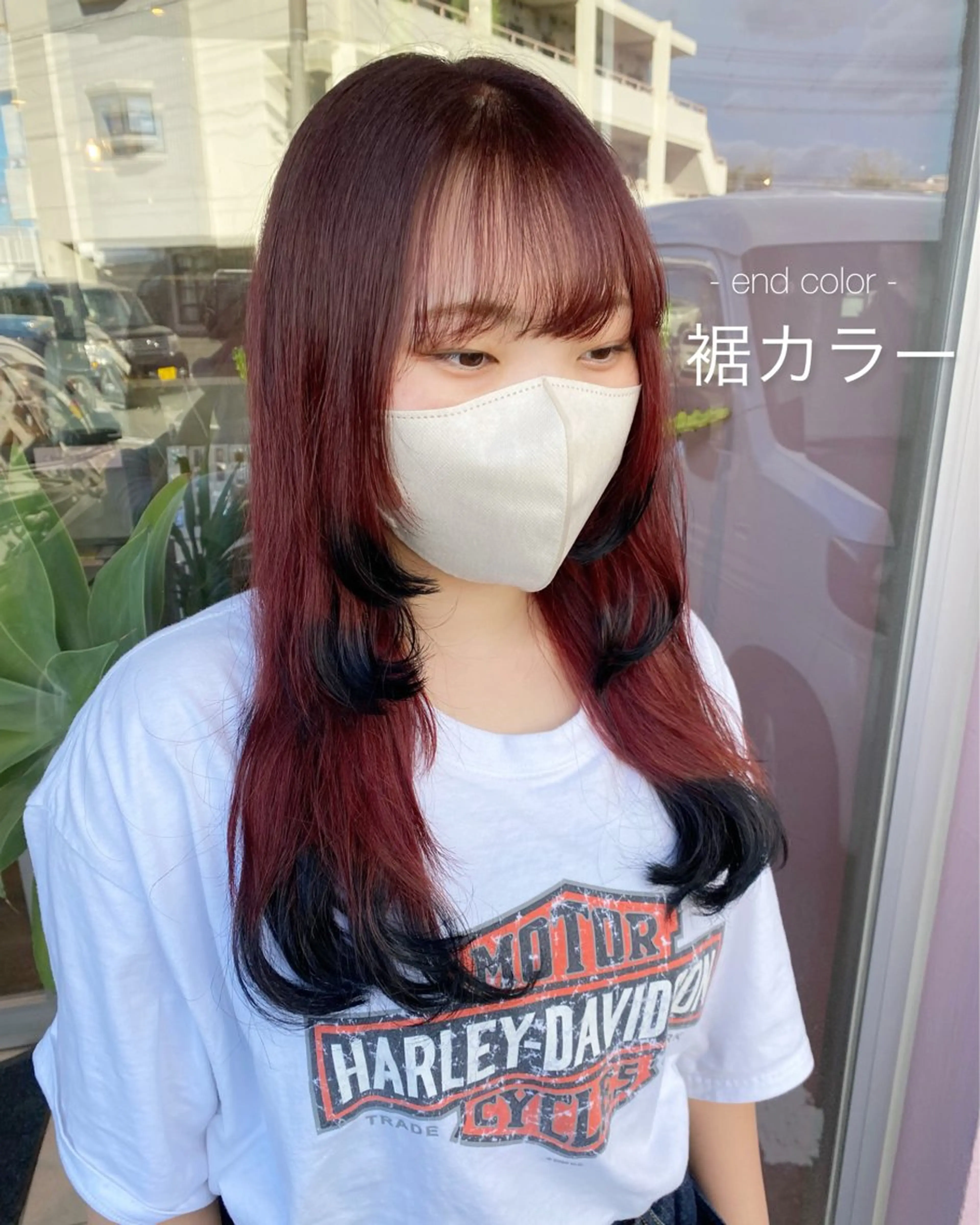 ロング カラー ブリーチ デザインカラー レッドカラー レイヤーカット ロング .5 by soleil 小松店のヘアスタイル