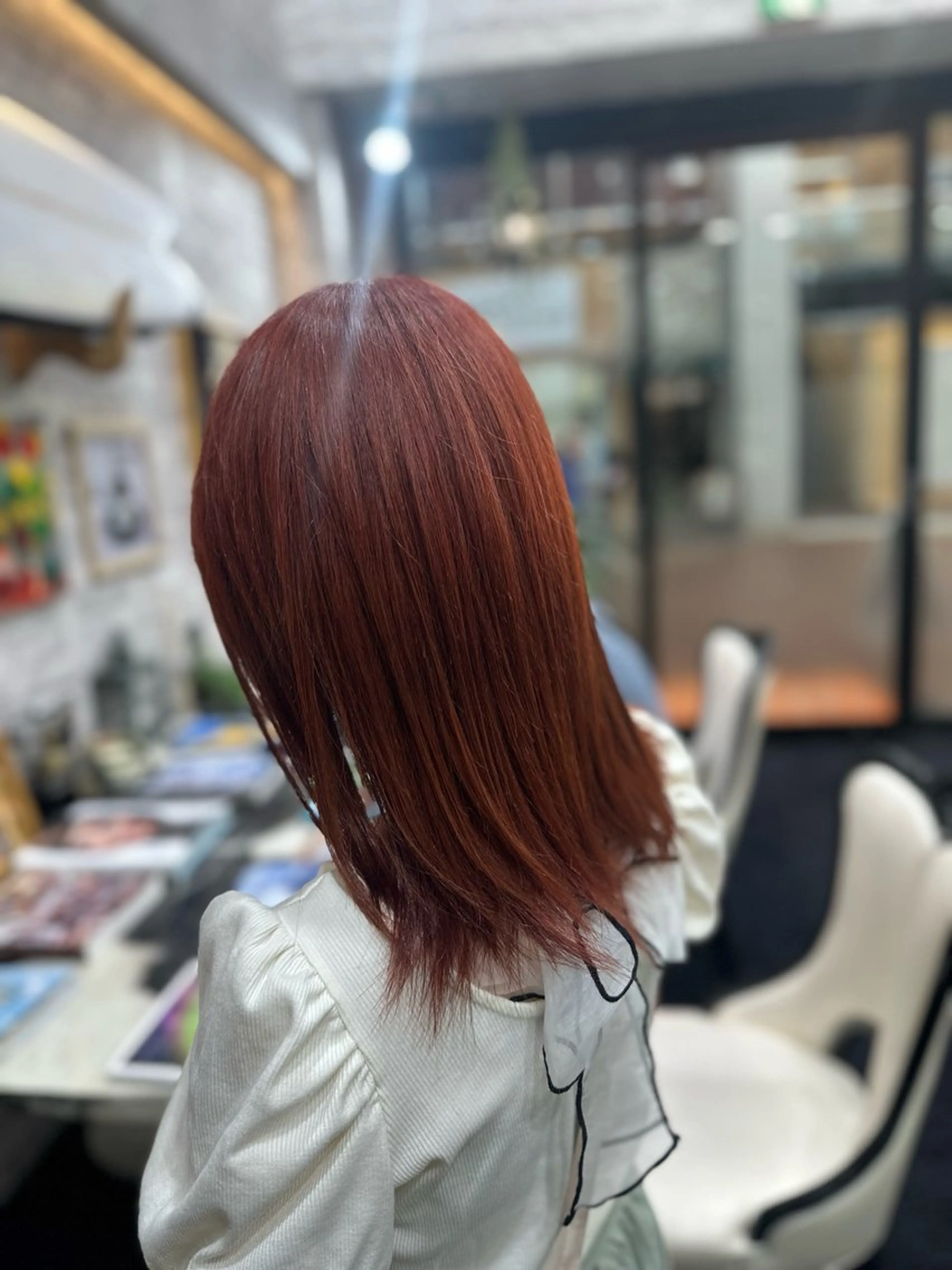 ロング カラー ブリーチ ブラウンカラー オレンジ オレンジブラウン ヘアカラー EARTH/A 山根 彩夏のヘアスタイル