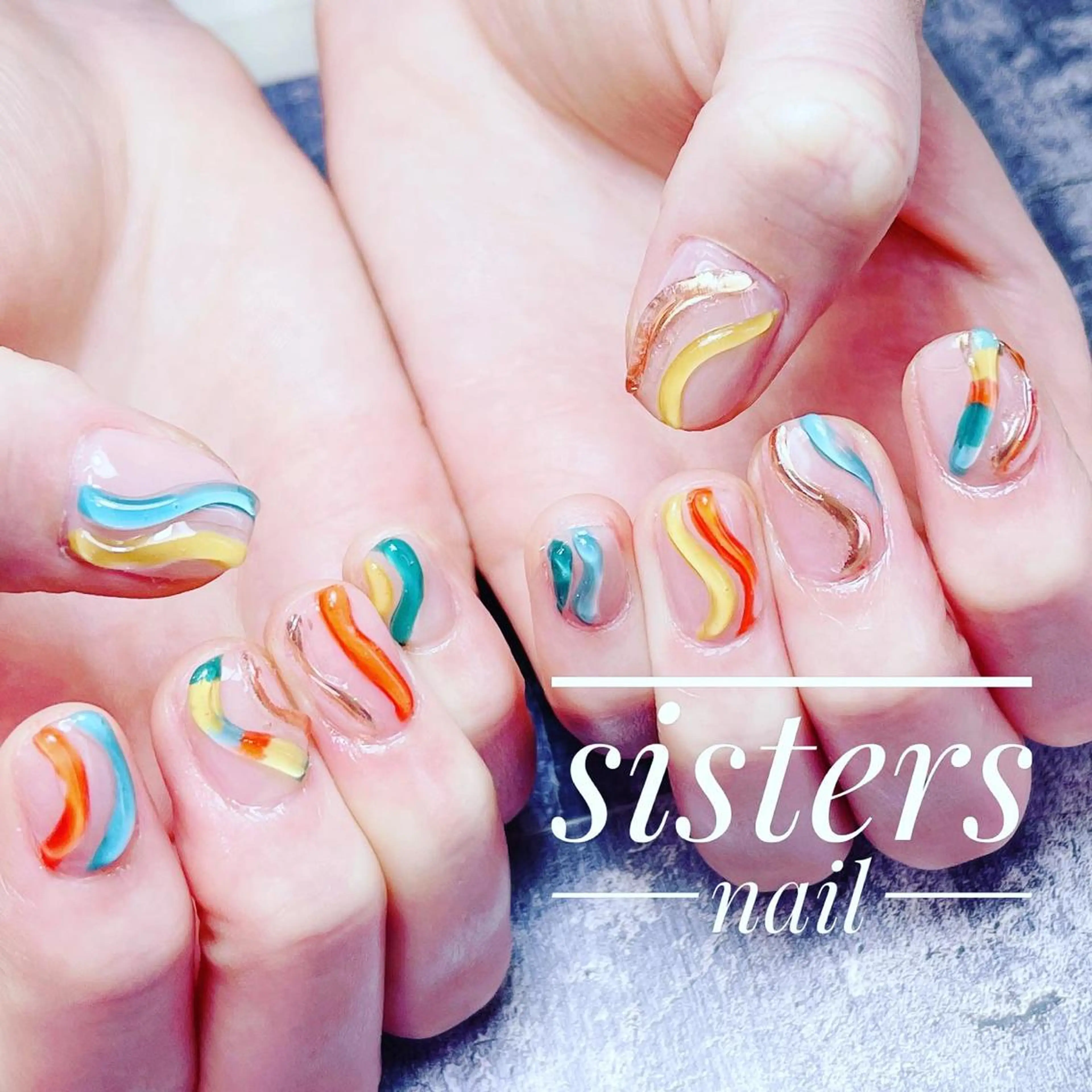 ネイル アートネイル ニュアンスネイル ぷっくりネイル 夏ネイル sisters nail.fのネイルデザイン