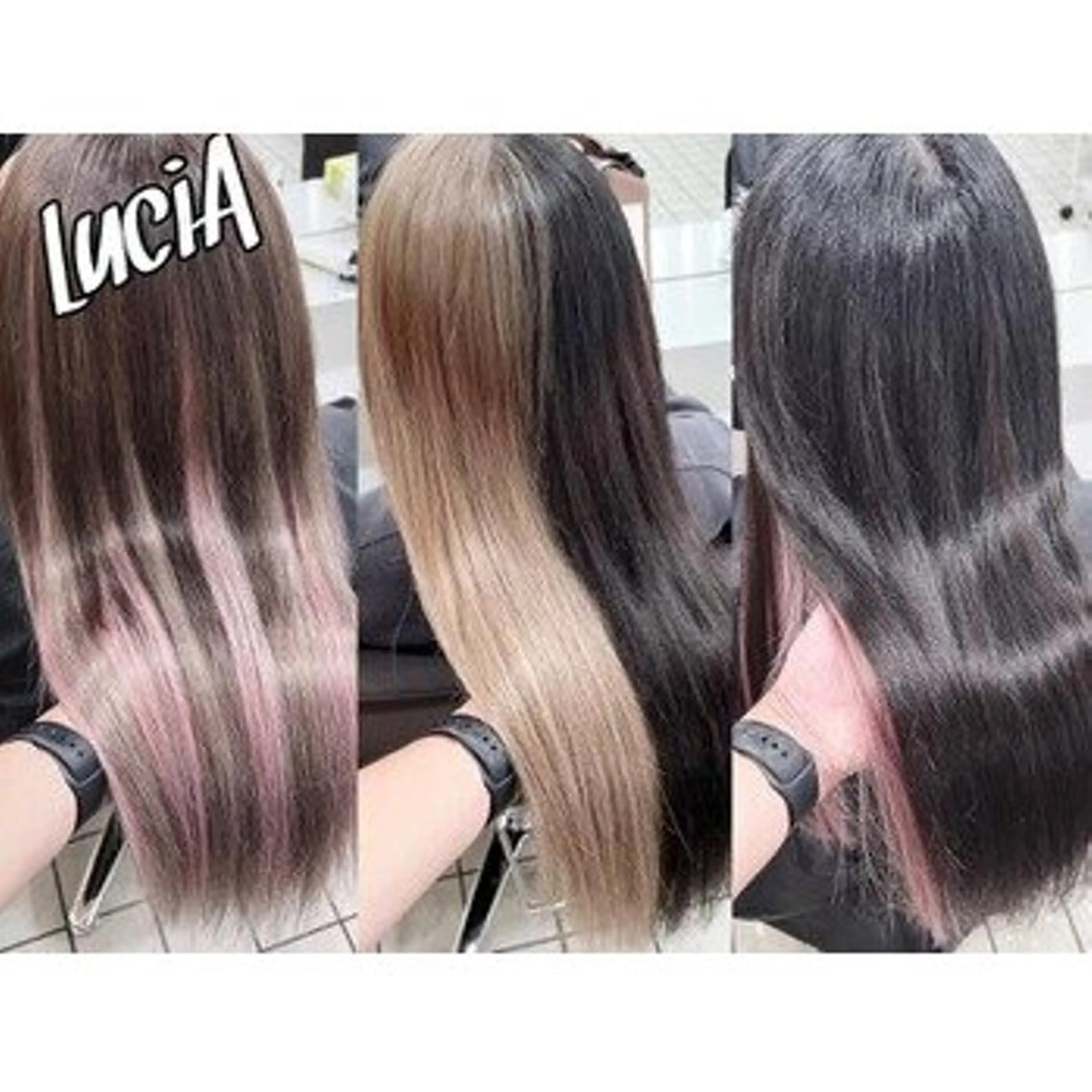 カラー ヘアアレンジ ロング LuciA エクステカラーのヘアスタイル