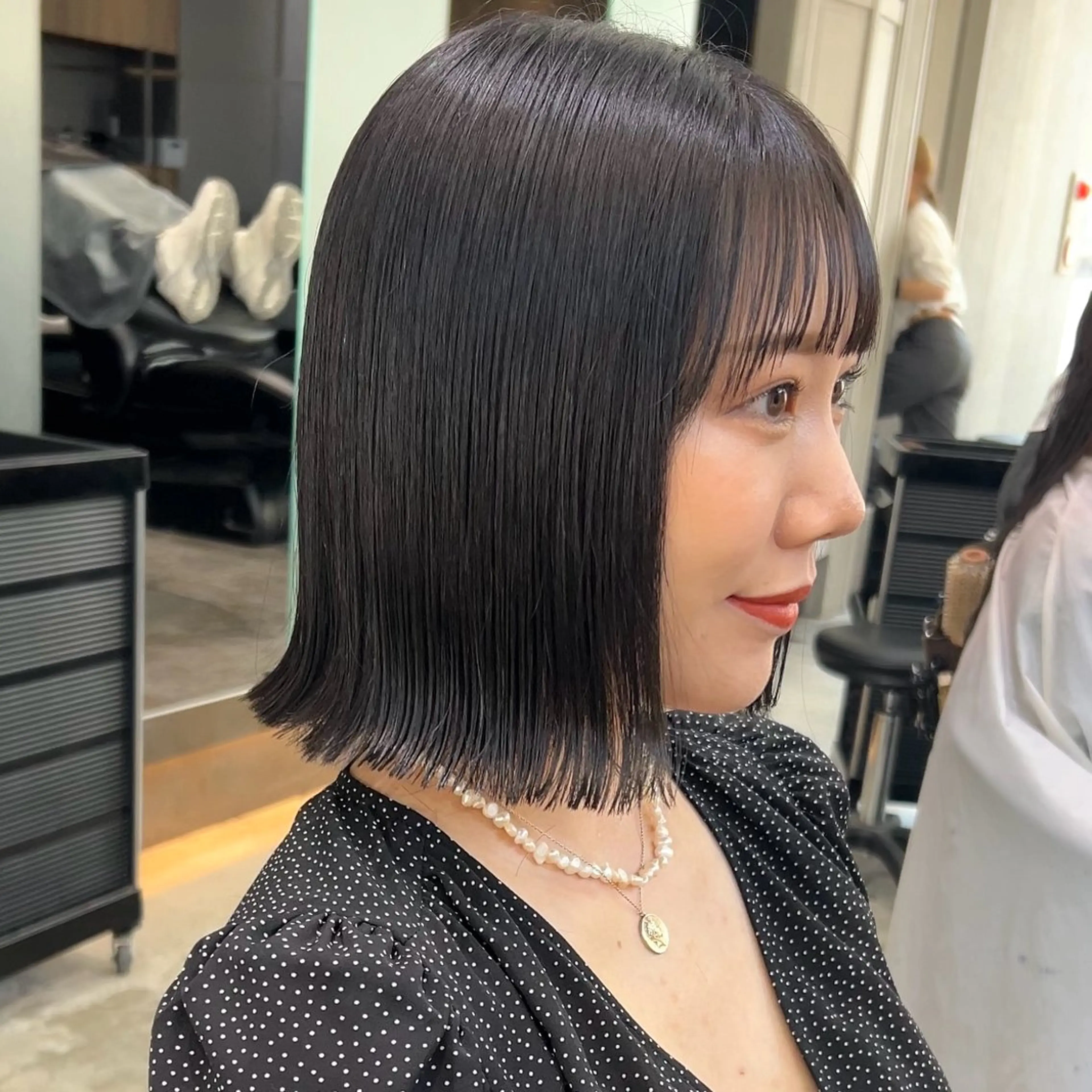 ミディアム カラー ボブ 外ハネヘア ボブ/くびれボブ/ 髪質改善/Ru-kaのヘアスタイル