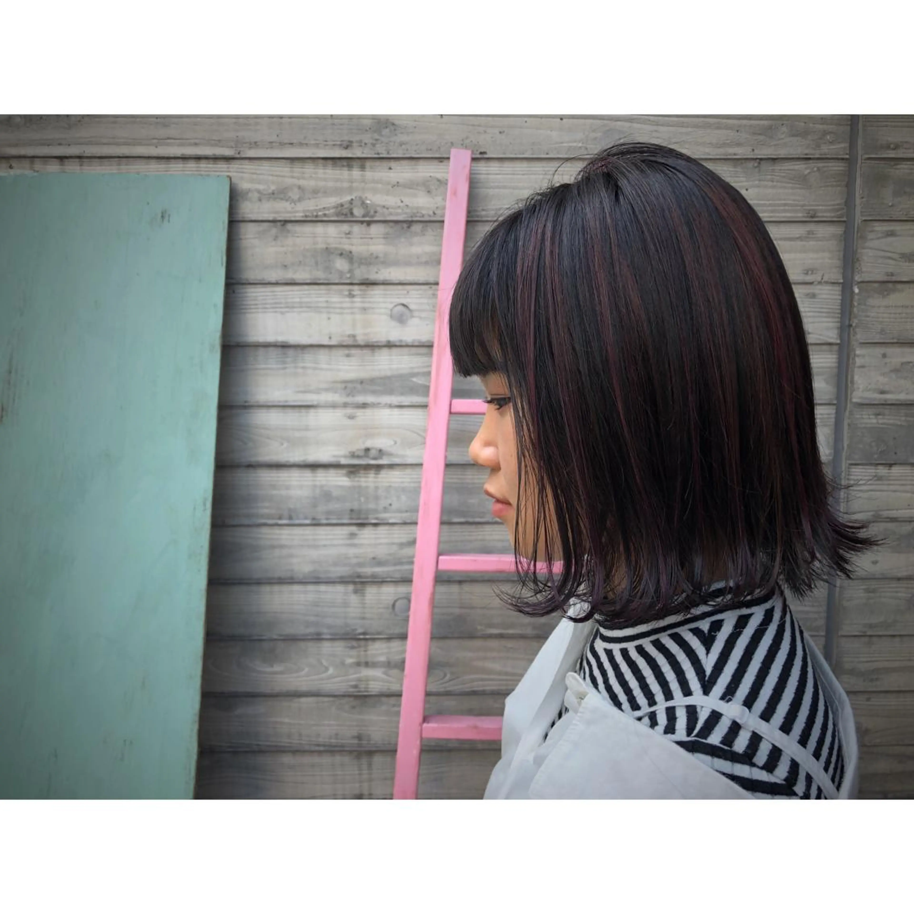 ミディアム カラー ヘアアレンジ 藤井 菜緒のヘアスタイル