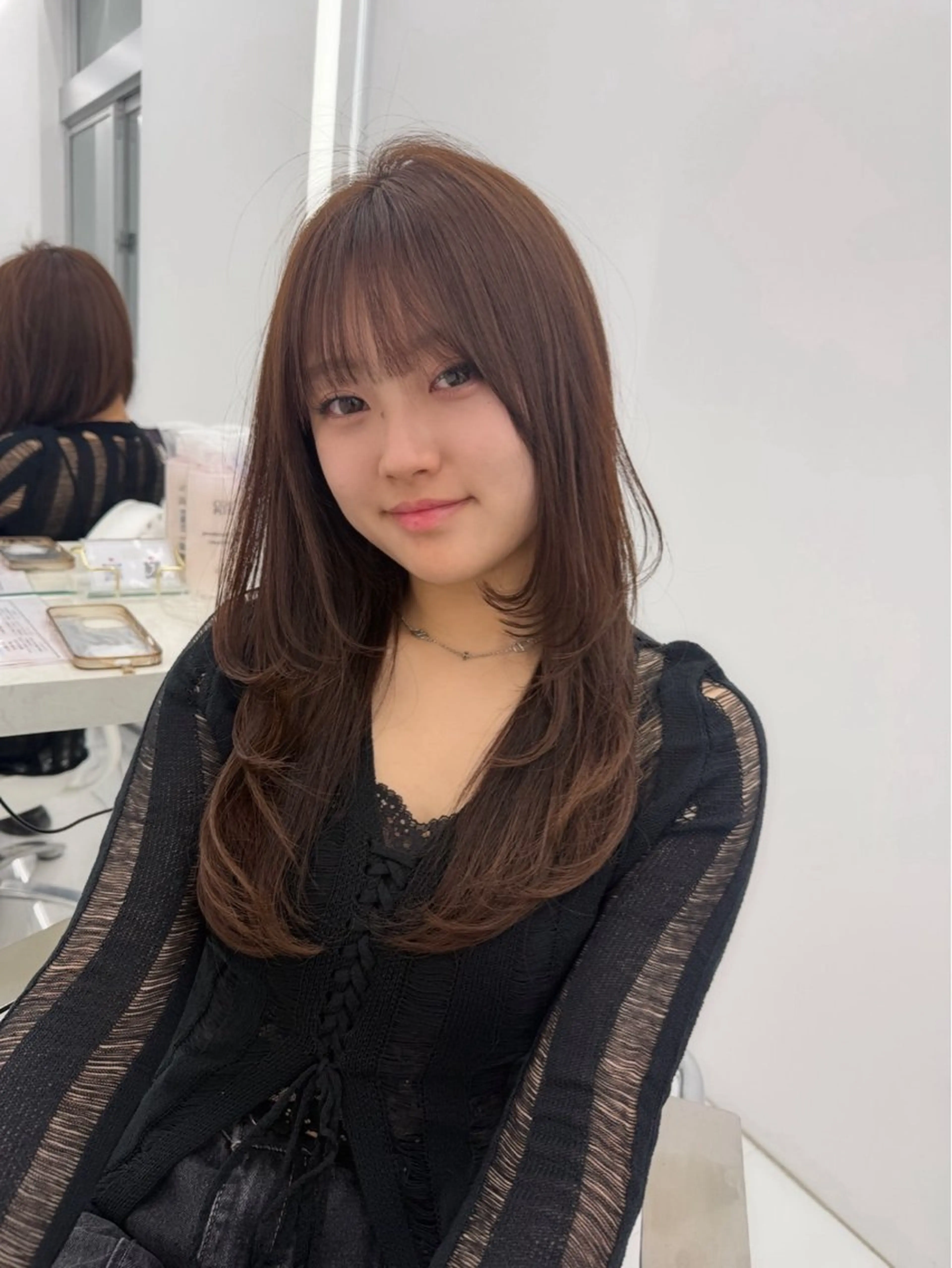 ロング 顔まわりレイヤー ハッシュカット 韓国風ヘア レイヤーカット カット 立川/韓国メンズ/ メンズパーマ/さくらのヘアスタイル