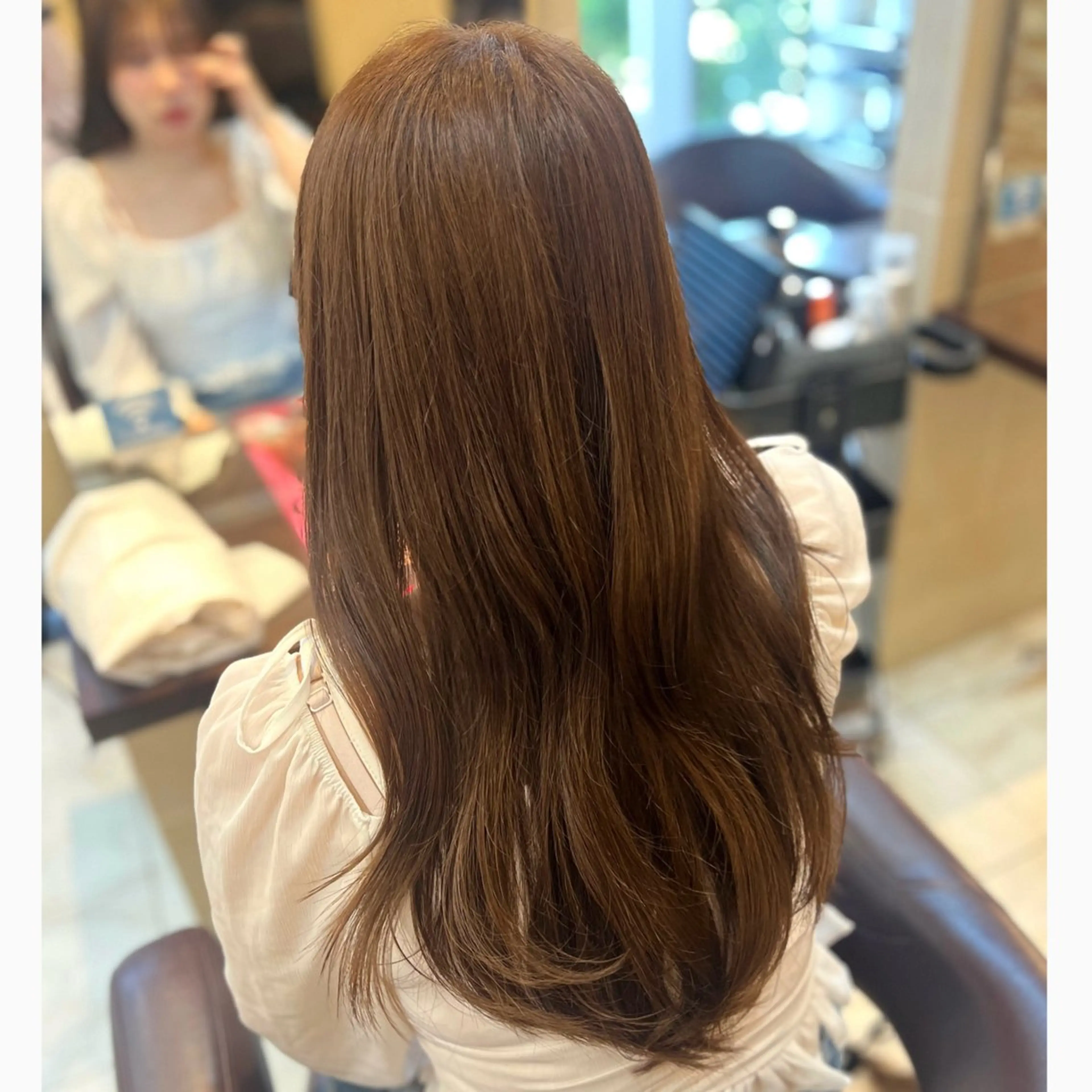 ロング カラー ブラウンカラー 透明感カラー ダブルカラー ヘーゼル Luana .Rioneのマツエク・マツパデザイン