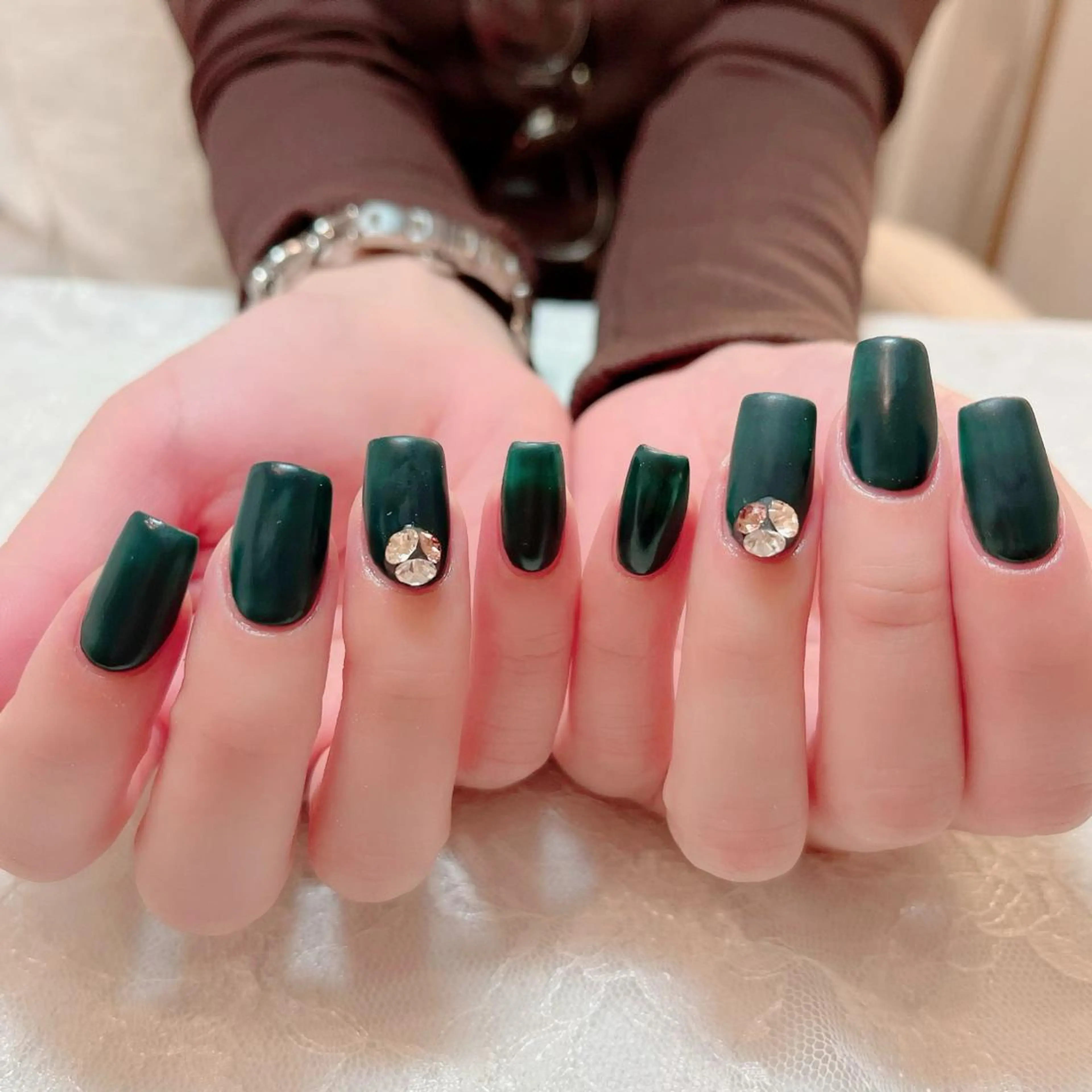ネイル グリーン マットネイル スカルプネイル aoi nailのネイルデザイン