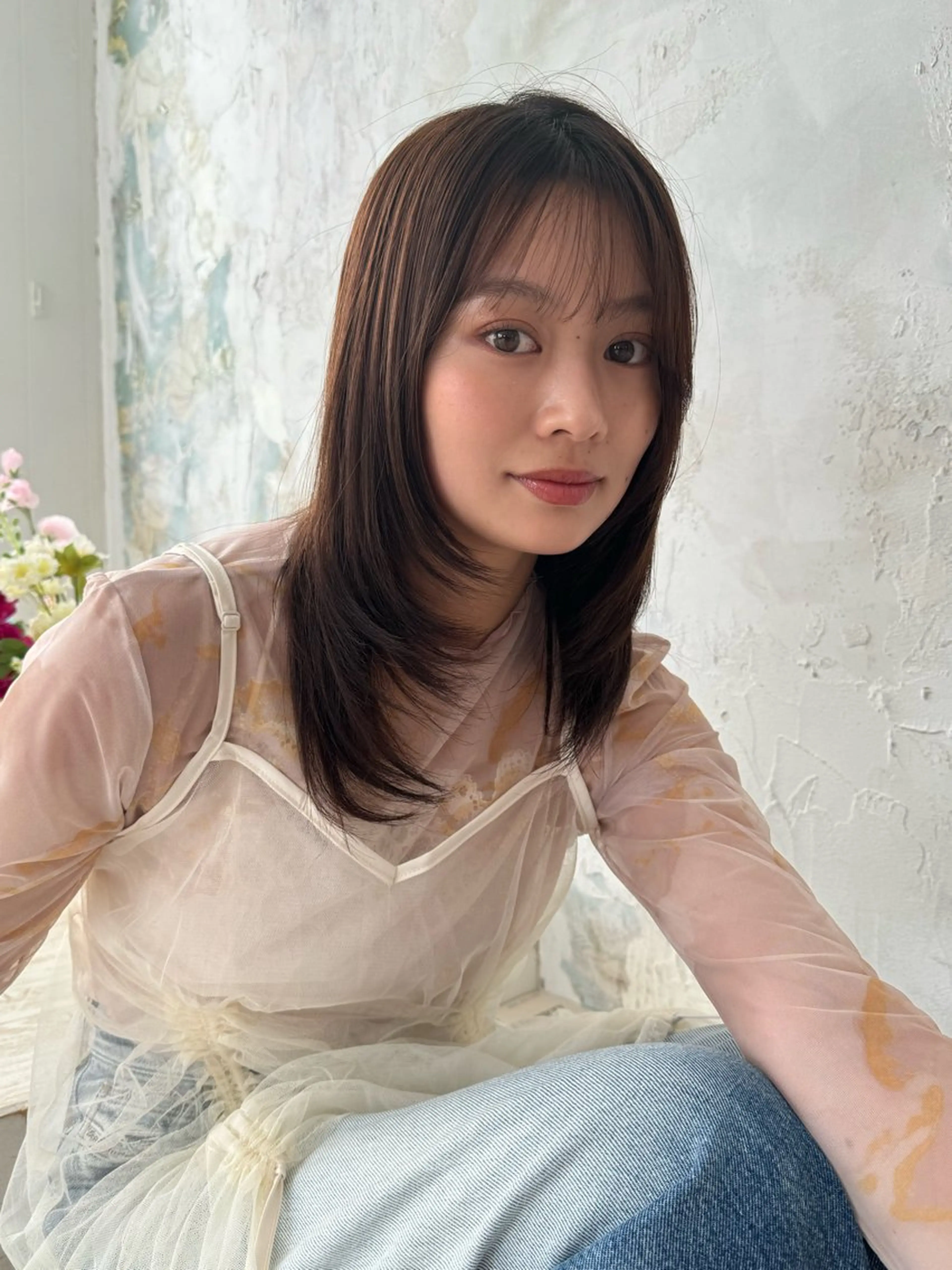 セミロング カット ヘアカラー トリートメント レイヤー/ウルフ🤍 mayo.のヘアスタイル