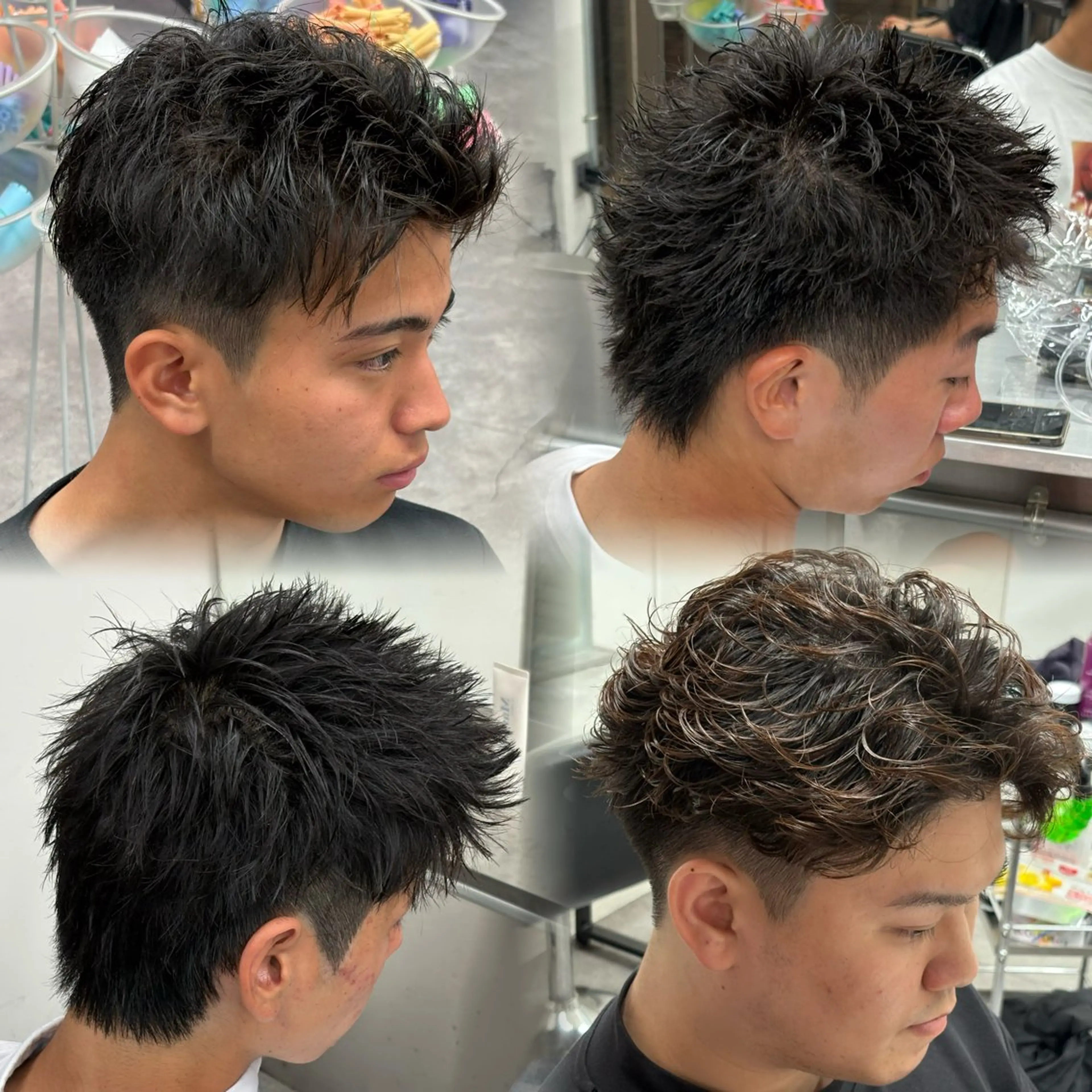 ショート カラー パーマ メンズ カット ヘアセット メンズパーマ特化 🔥韓国ヘア職人🔥のヘアスタイル