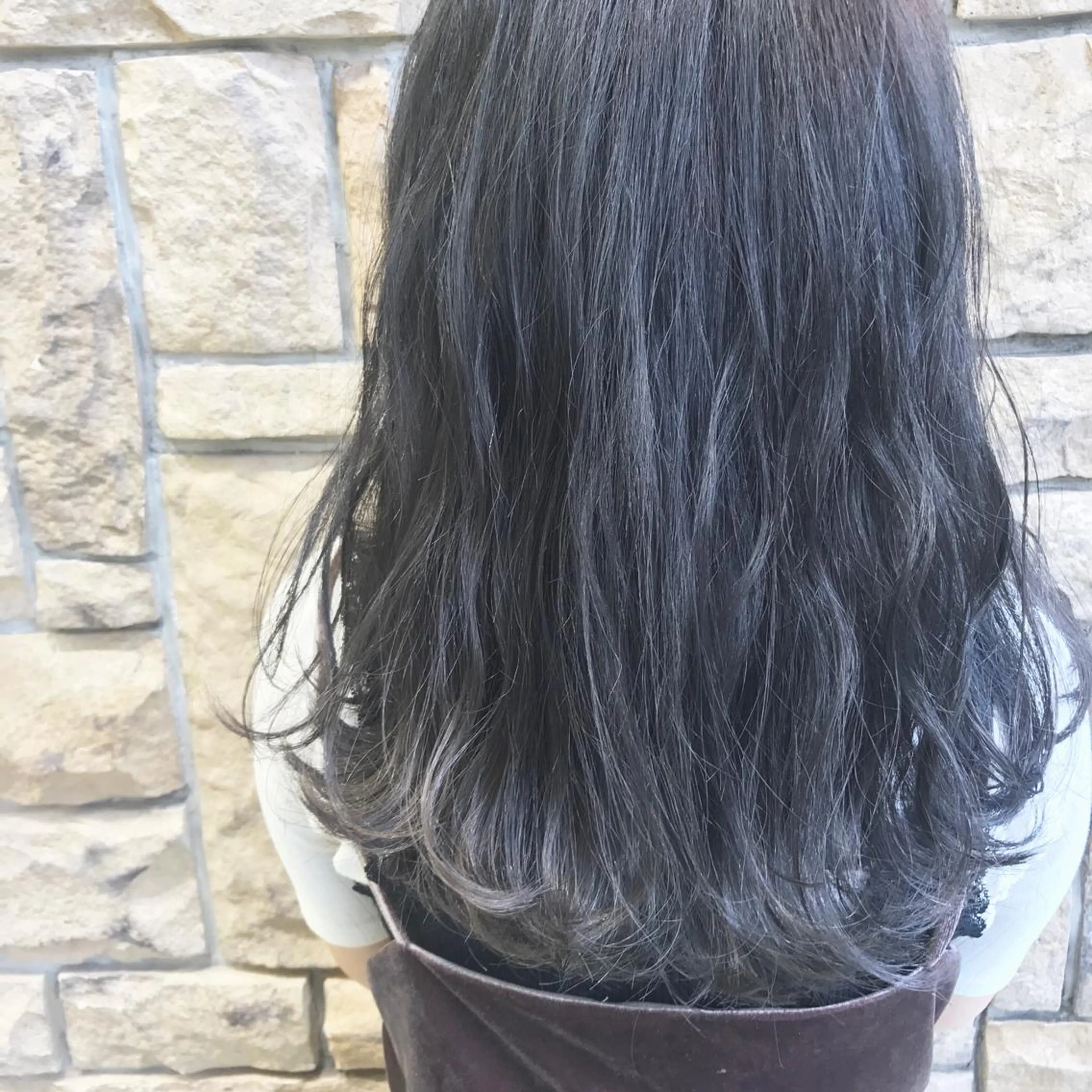 ロング カラー アッシュ ブルーカラー ブルーアッシュ AMI ウルフパーマ/メンズのヘアスタイル