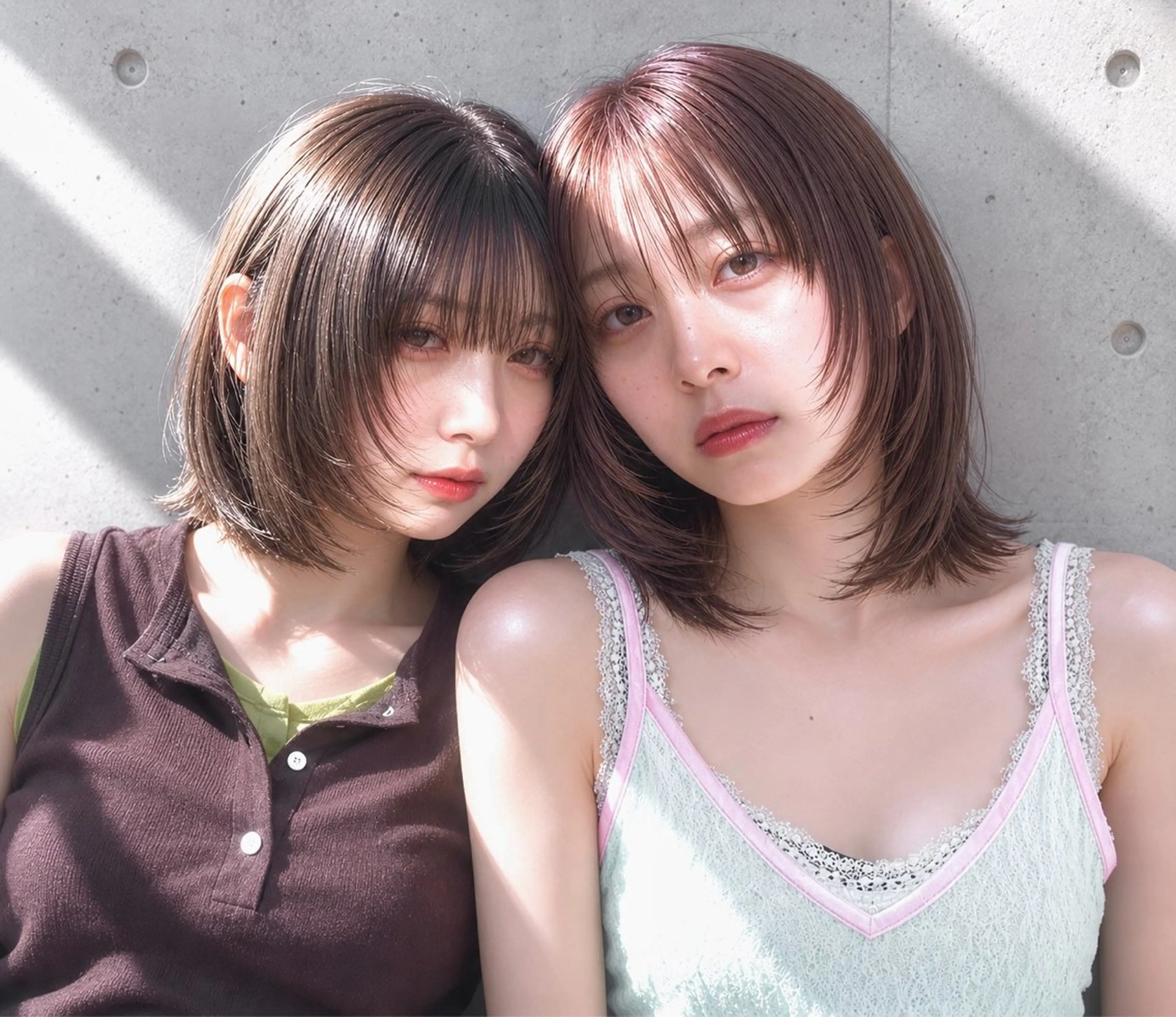 ミディアム カラー ブリーチ ブラウンカラー 透明感カラー ブリーチなしカラー ピンクカラー ヘアカラー トリートメント ズミ/レイヤー🦖艶 カラー/Wカラーのヘアスタイル