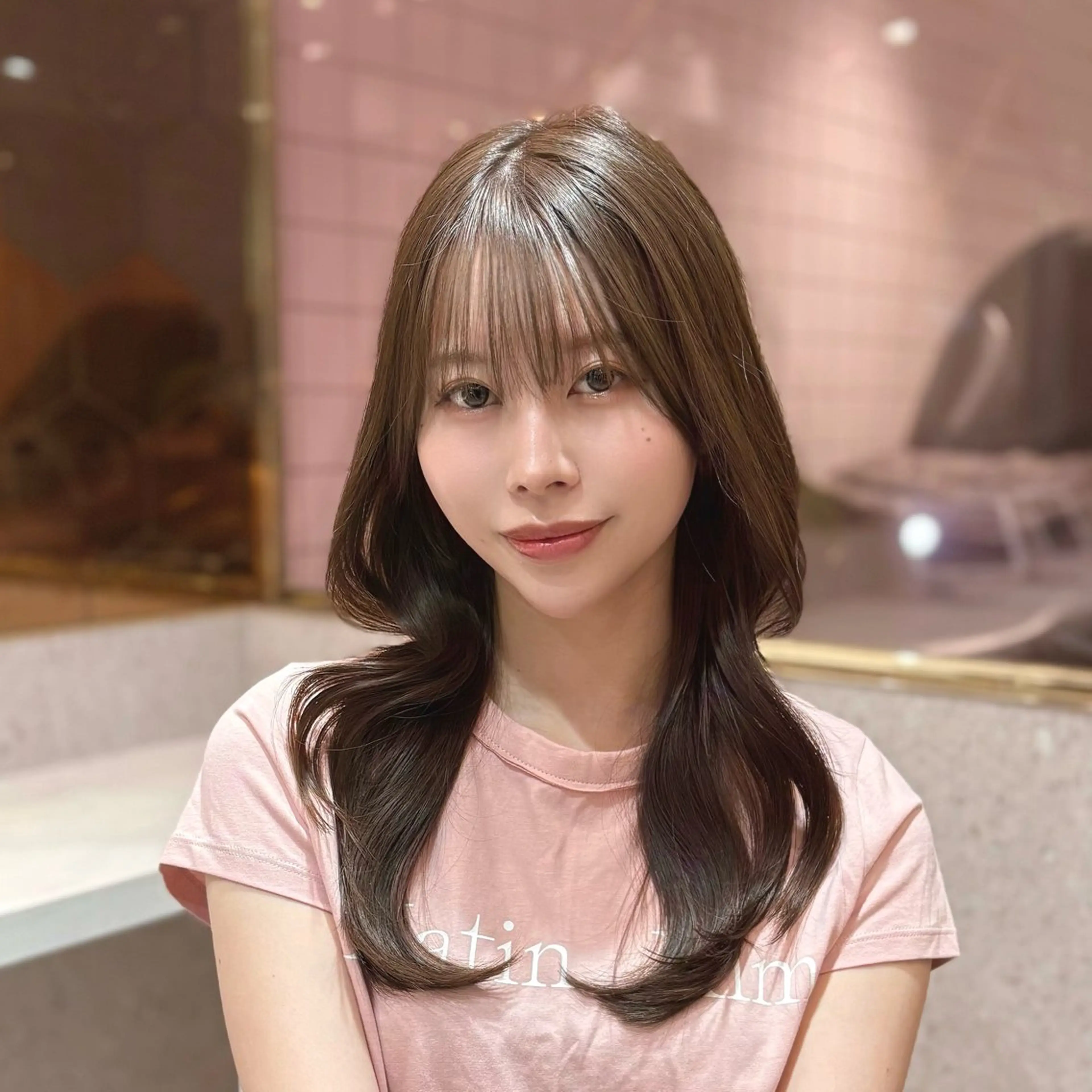 セミロング カラー パーマ ヘアアレンジ メンズ キッズ 新宿/小顔レイヤー/ 顔まわり/西慶太朗のヘアスタイル