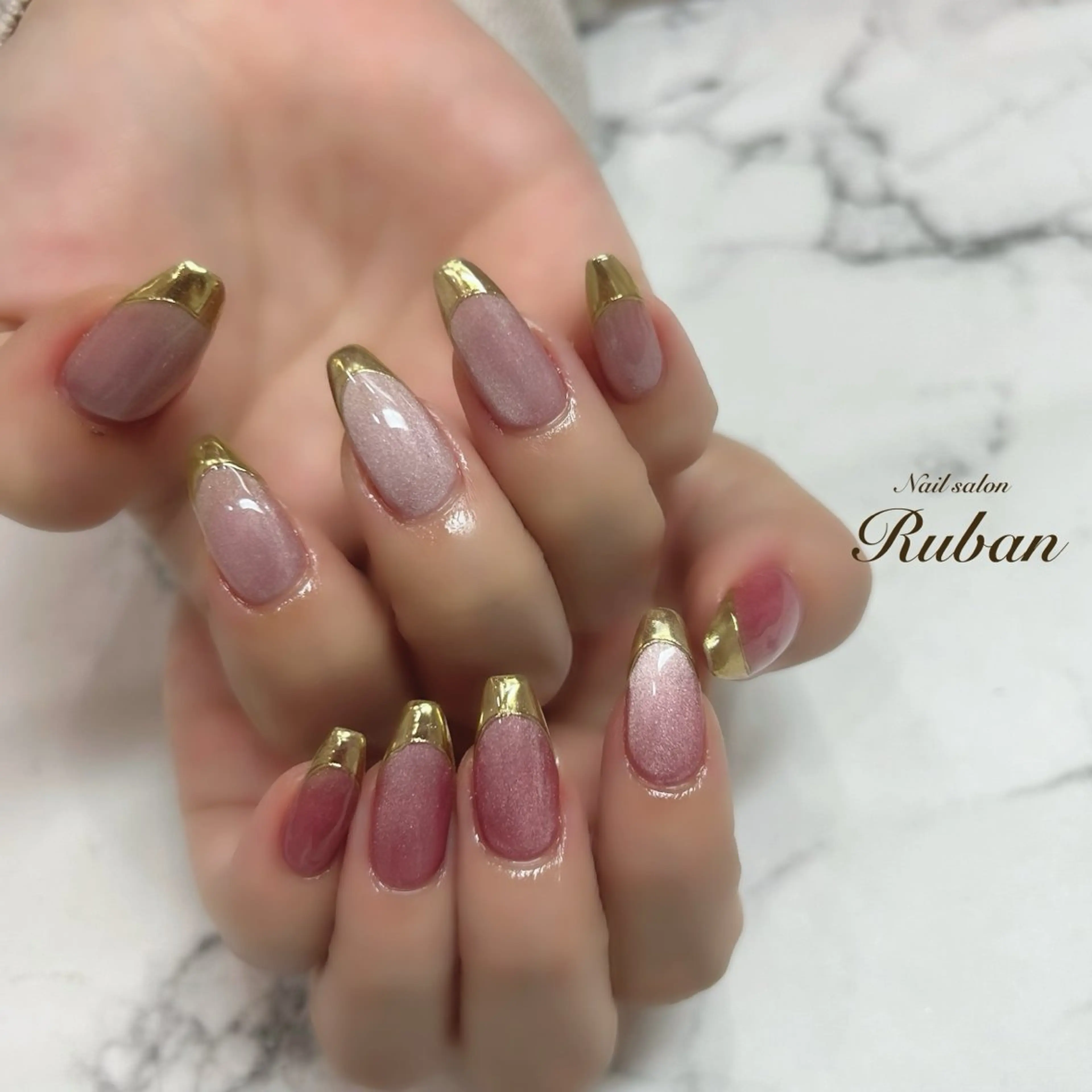 ネイル アートネイル 長さ出し フレンチネイル マグネットネイル ミラーネイル Nail salon Rubanのネイルデザイン