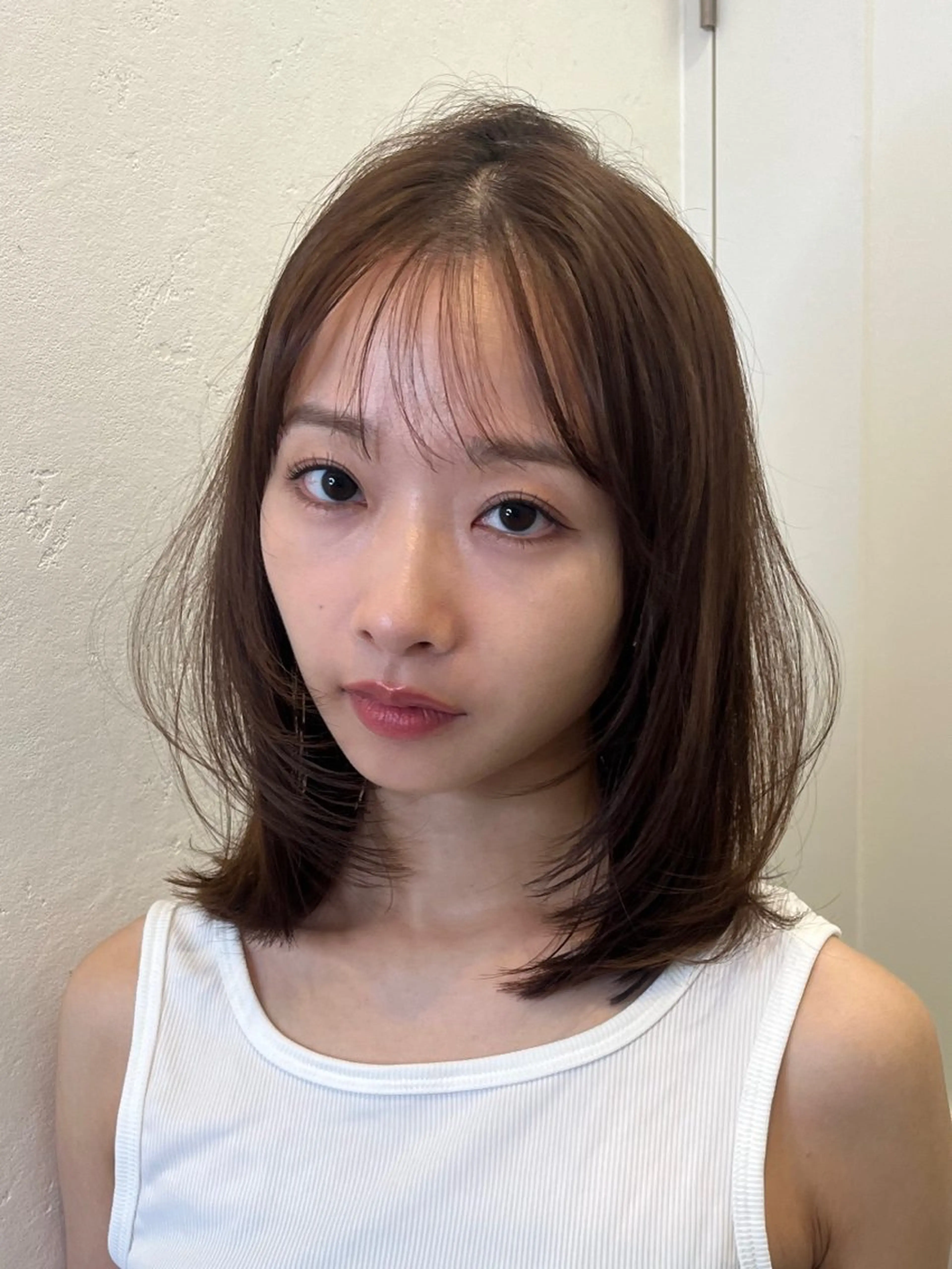 ミディアム カラー 山崎/ボブ縮毛矯正 レイヤー髪質改善のヘアスタイル
