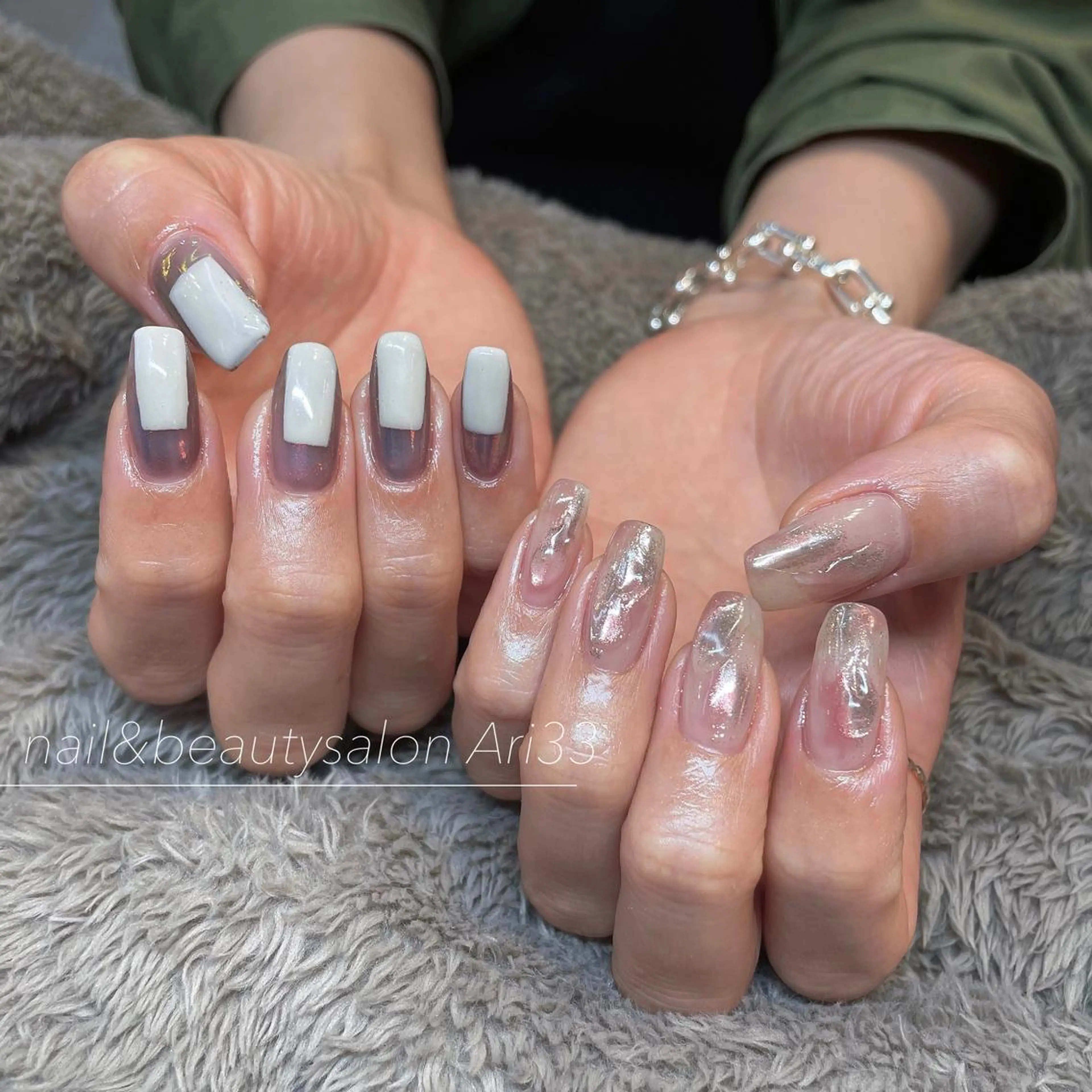 ネイル ニュアンスネイル 春ネイル ハンドネイル プライベートサロン Ari33nailのネイルデザイン