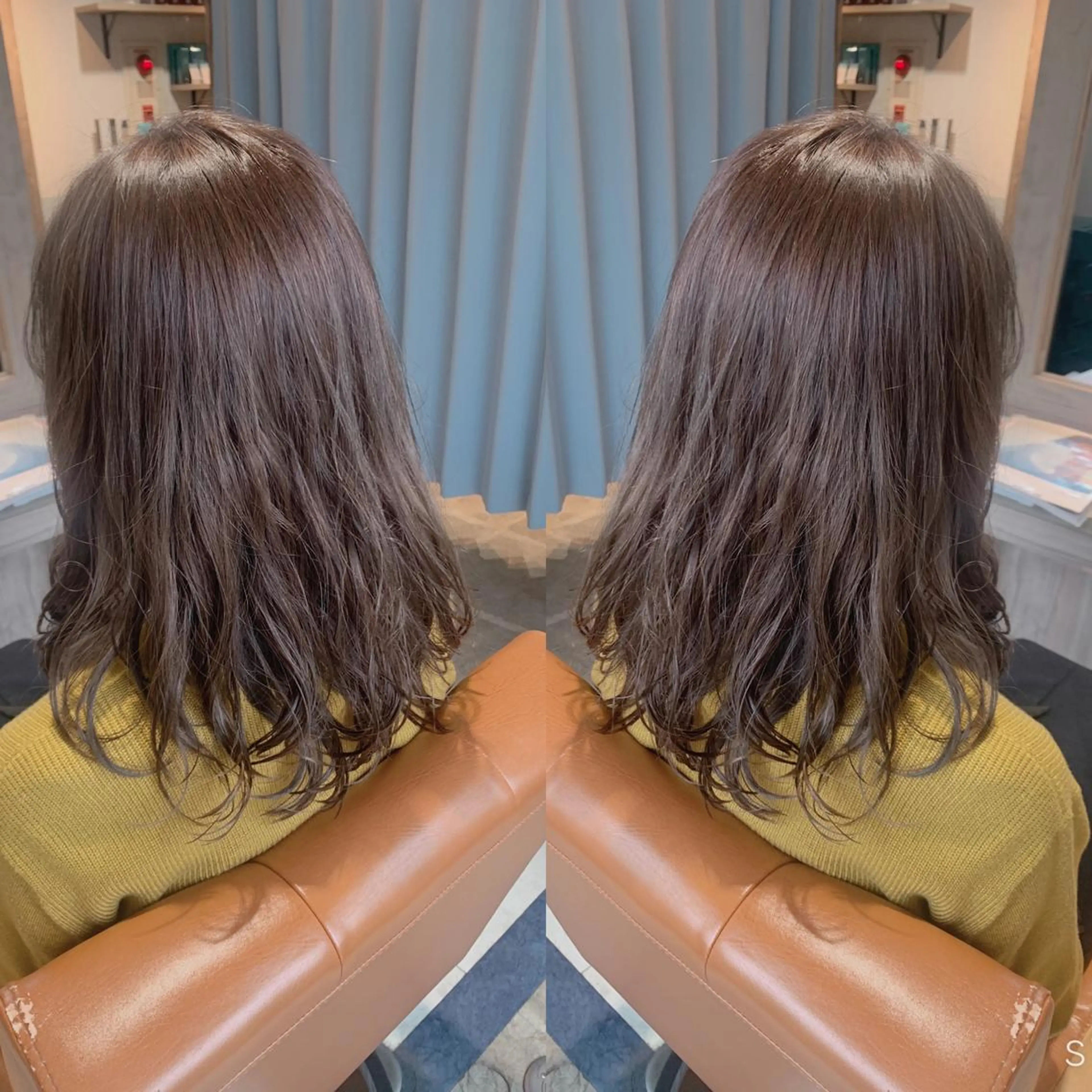 ミディアム カラー パーマ グレージュ 韓国🇰🇷 ✂︎hair 内田愛のヘアスタイル