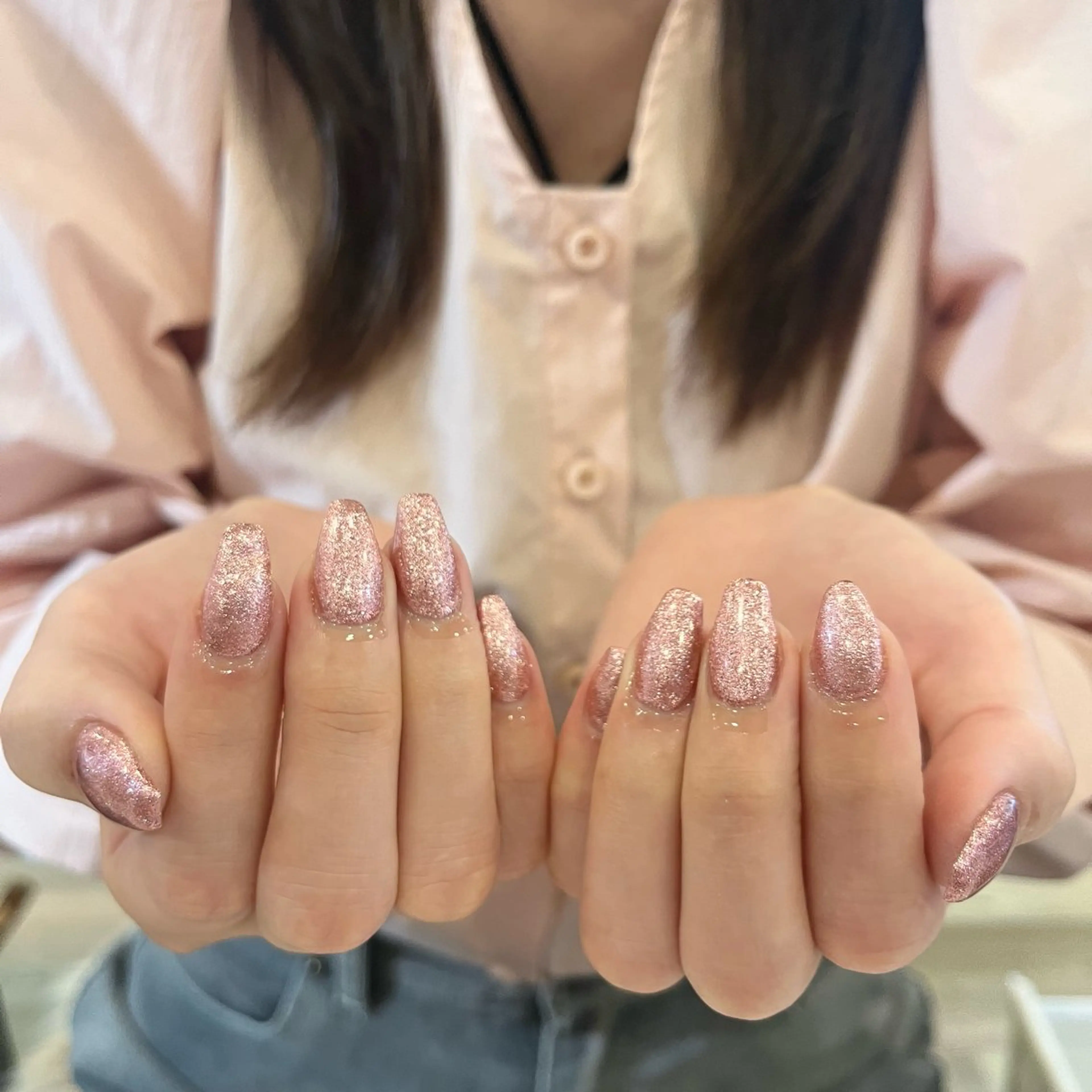 ネイル キラキラネイル ラメ(グリッター) ミラーネイル ピンク ハンドネイル ♡Tajima Yumeka♡のネイルデザイン