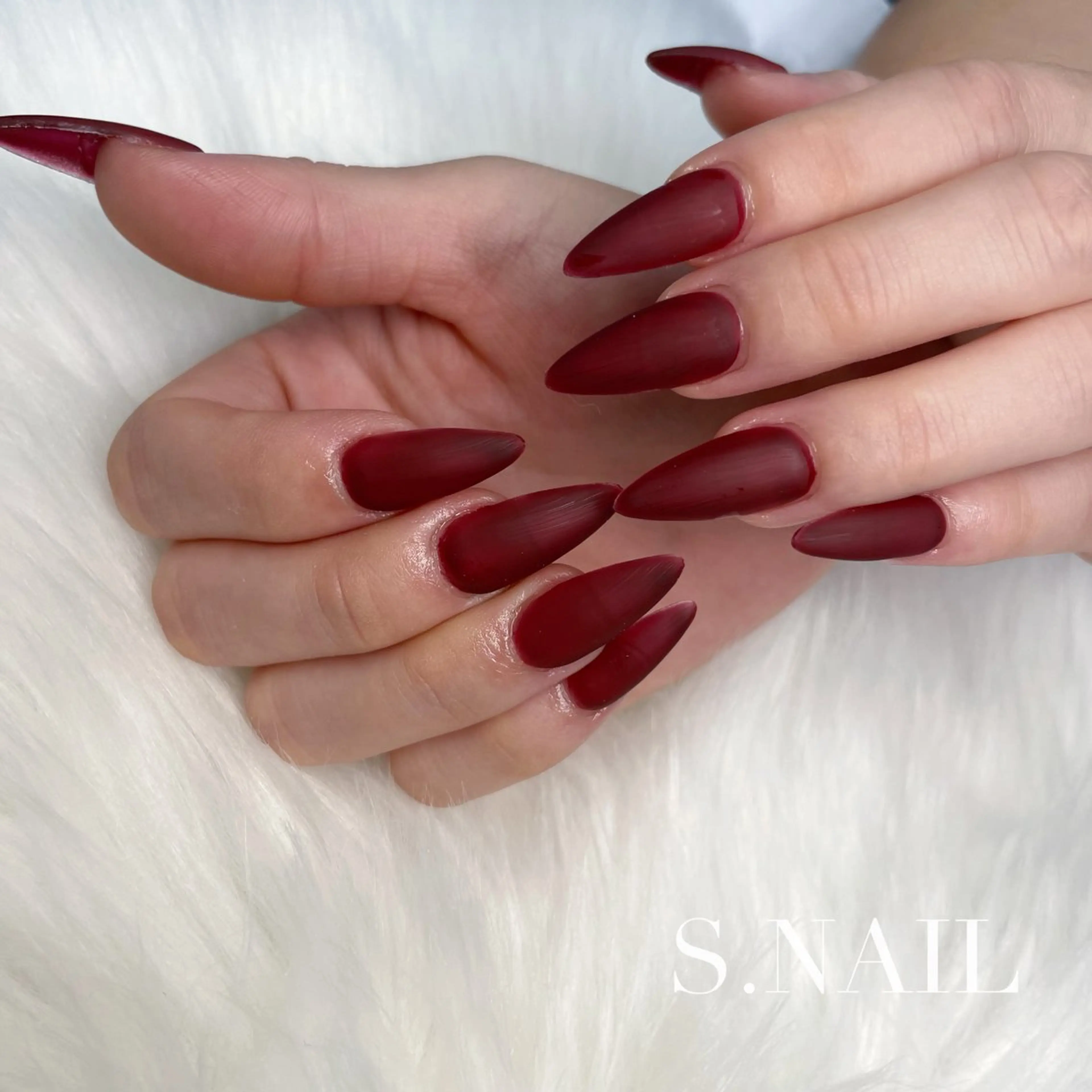 ネイル ボルドー マットネイル ハンドネイル S.NAIL Suuのネイルデザイン