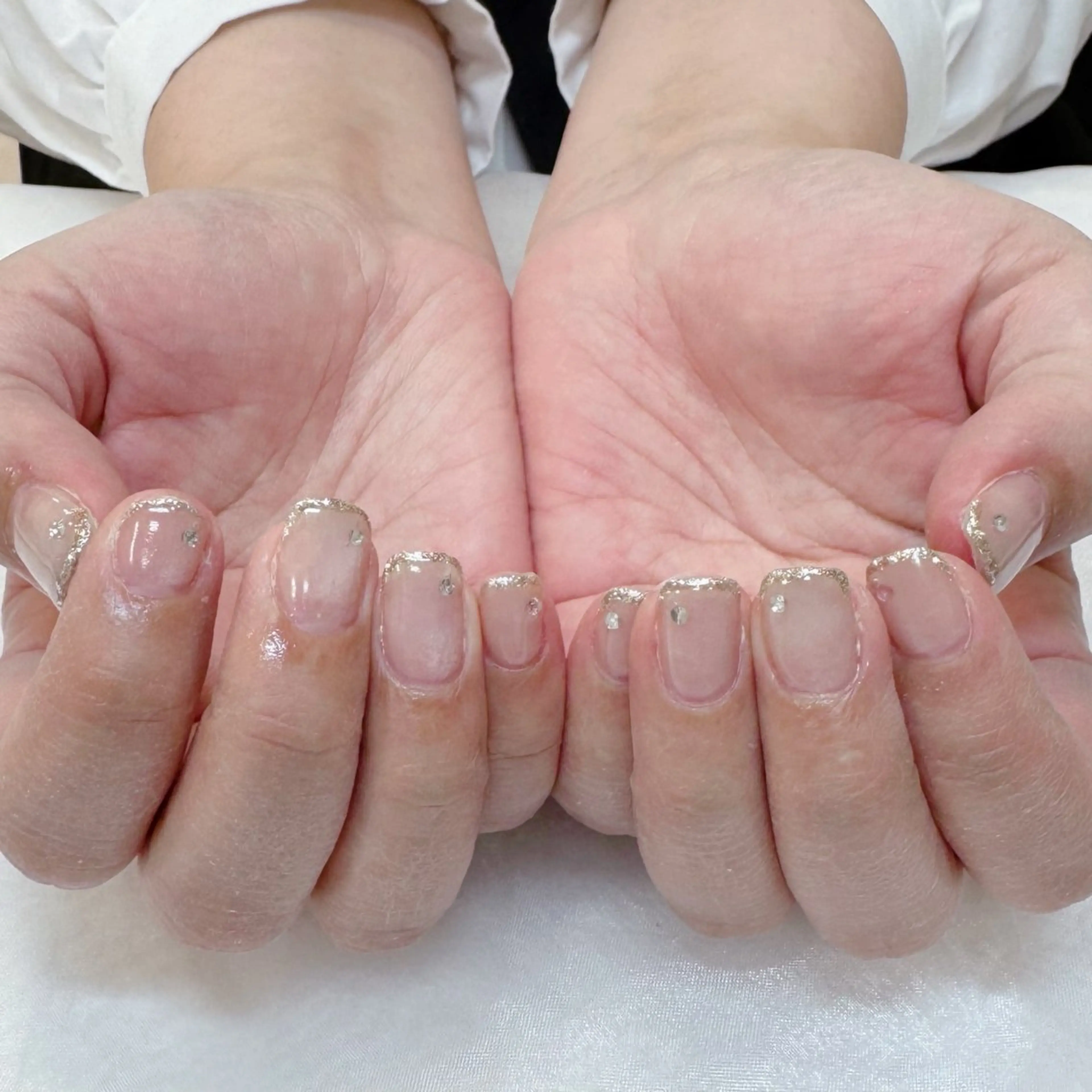 ネイル フレンチネイル ガラスフレンチ キラキラネイル マグネットネイル maruyasu. yのネイルデザイン