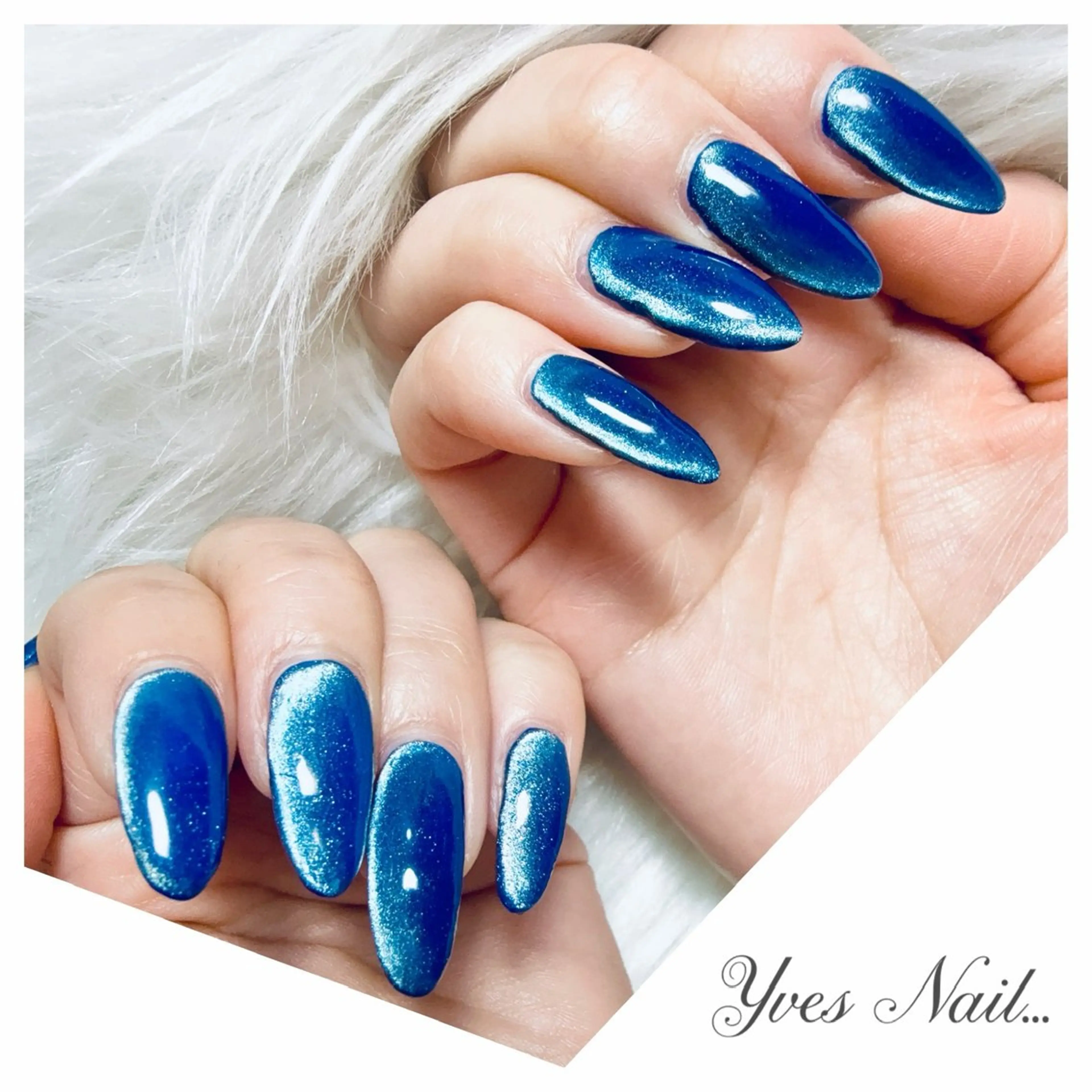 ネイル ブルー マグネットネイル ハンドネイル kanno yのネイルデザイン